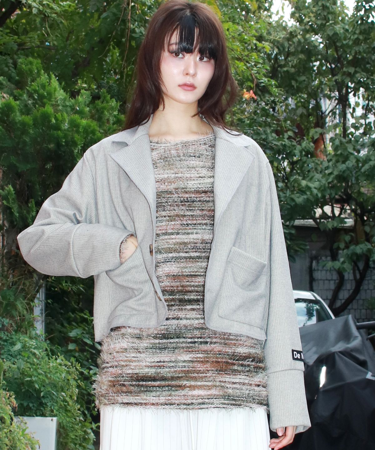 드마크(DEMARC) TAILORED MEDIUM CROP JACKET -  Gray