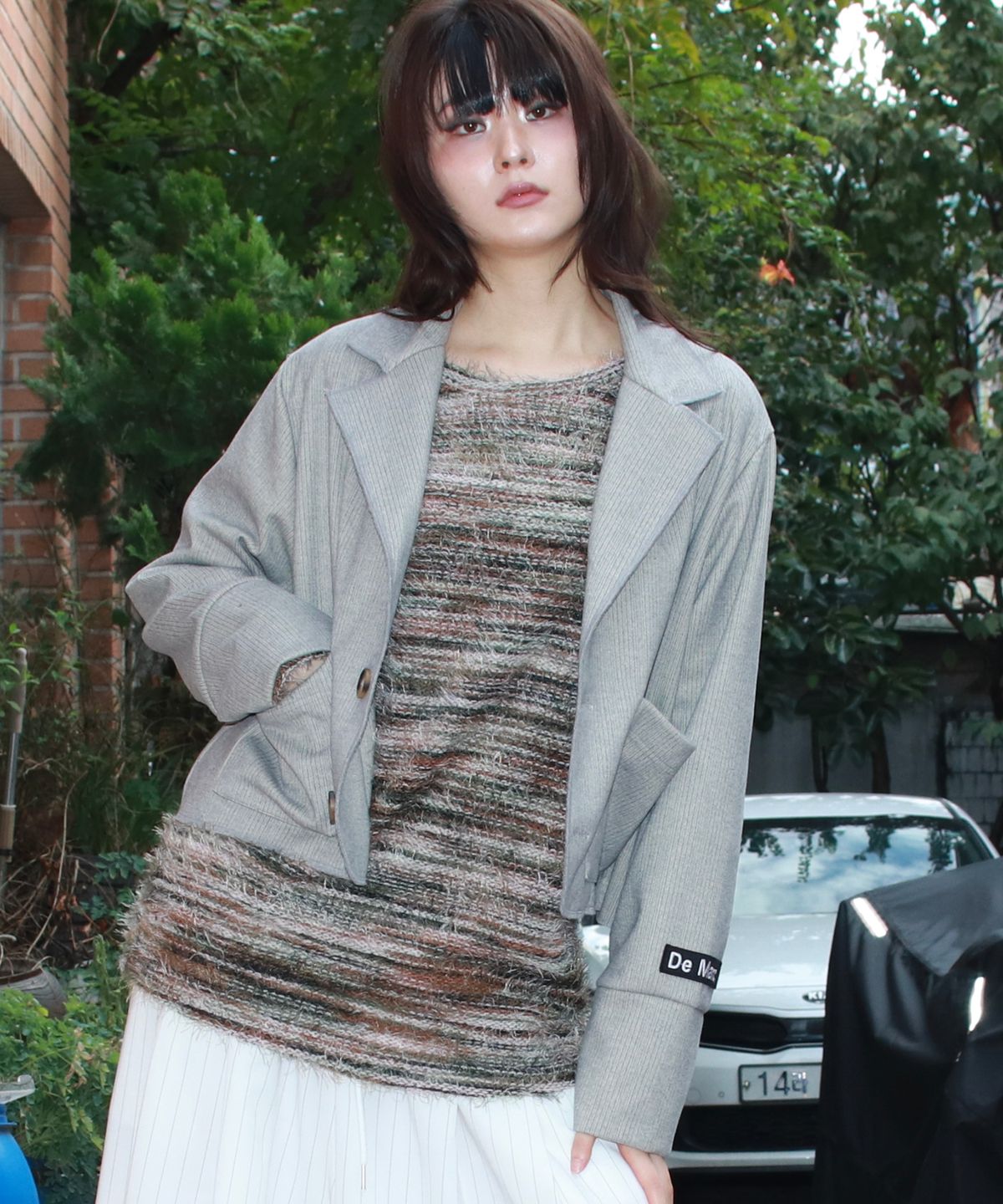 드마크(DEMARC) TAILORED MEDIUM CROP JACKET -  Gray