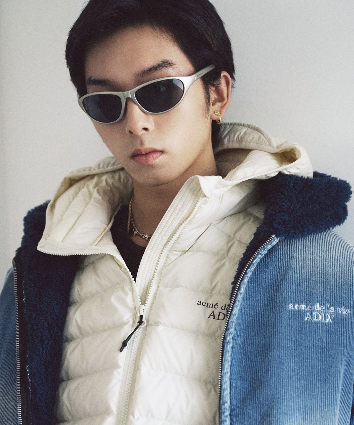 아크메드라비(ACME DE LA VIE) DENIM CORDUROY FLEECE HOODIE JACKET