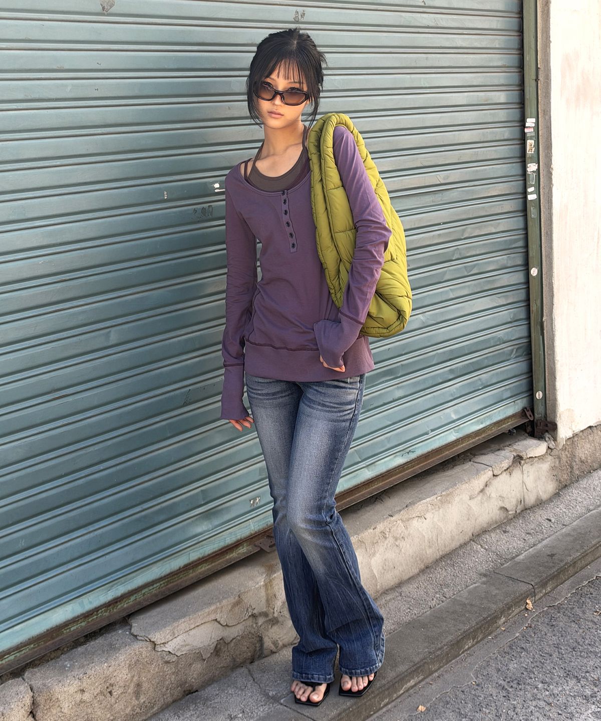 익스파이어드걸(EXPIRED GIRL) Bella Long Top Purple