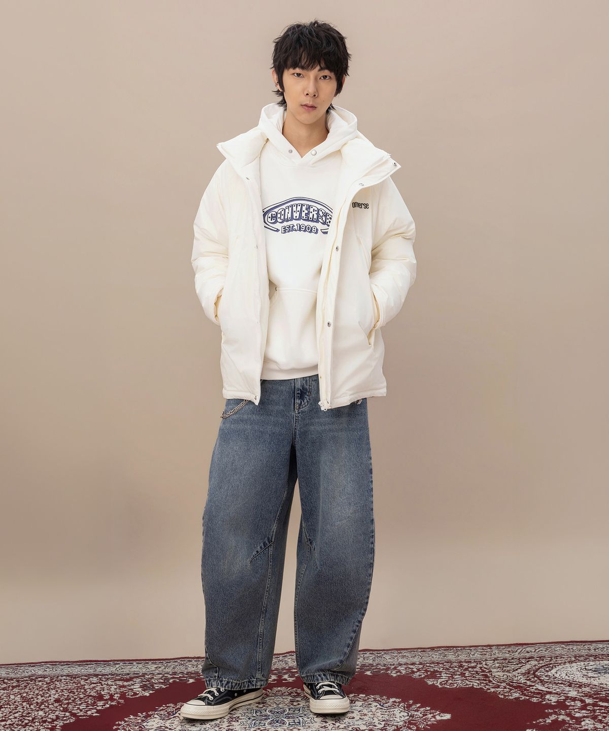 컨버스(CONVERSE) 퍼피 스타 아이콘 다운 재킷 에그렛 UCK125-W2Y
