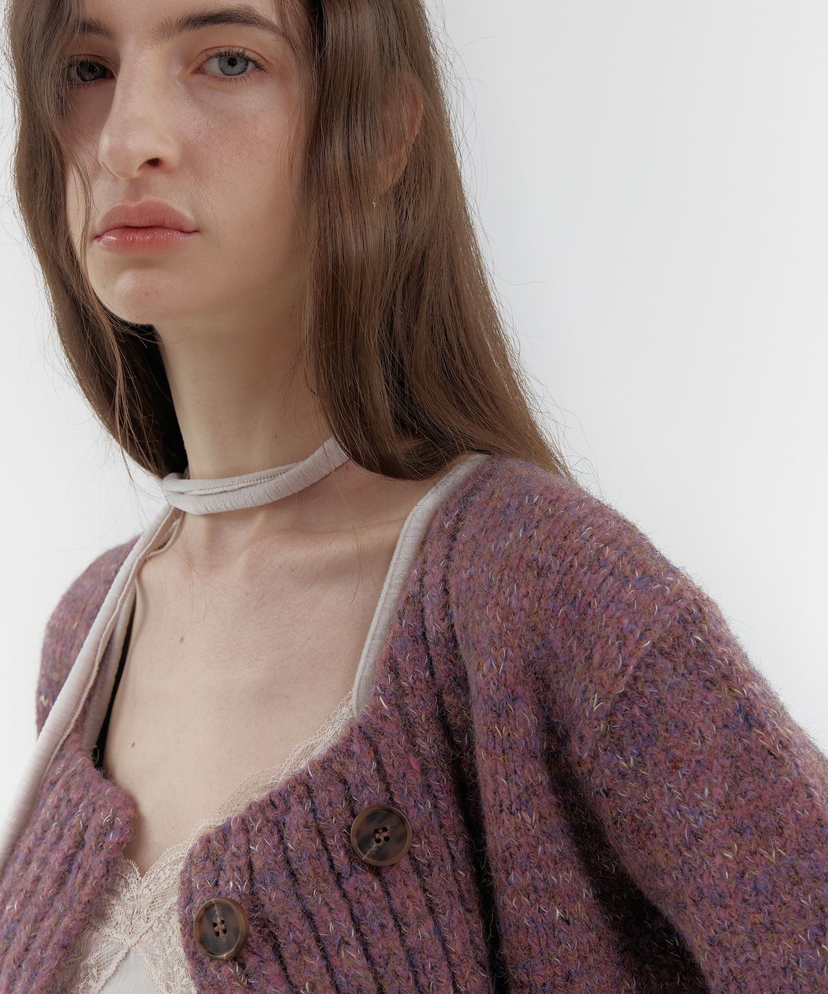 스르비(SELEVER) Marl Double Cardigan_3 Color