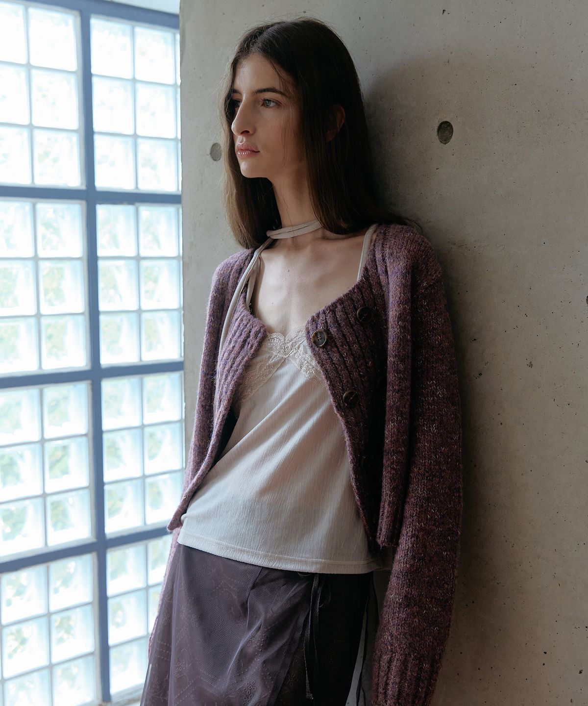 스르비(SELEVER) Marl Double Cardigan_3 Color