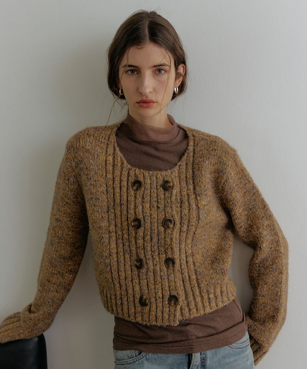 스르비(SELEVER) Marl Double Cardigan_3 Color