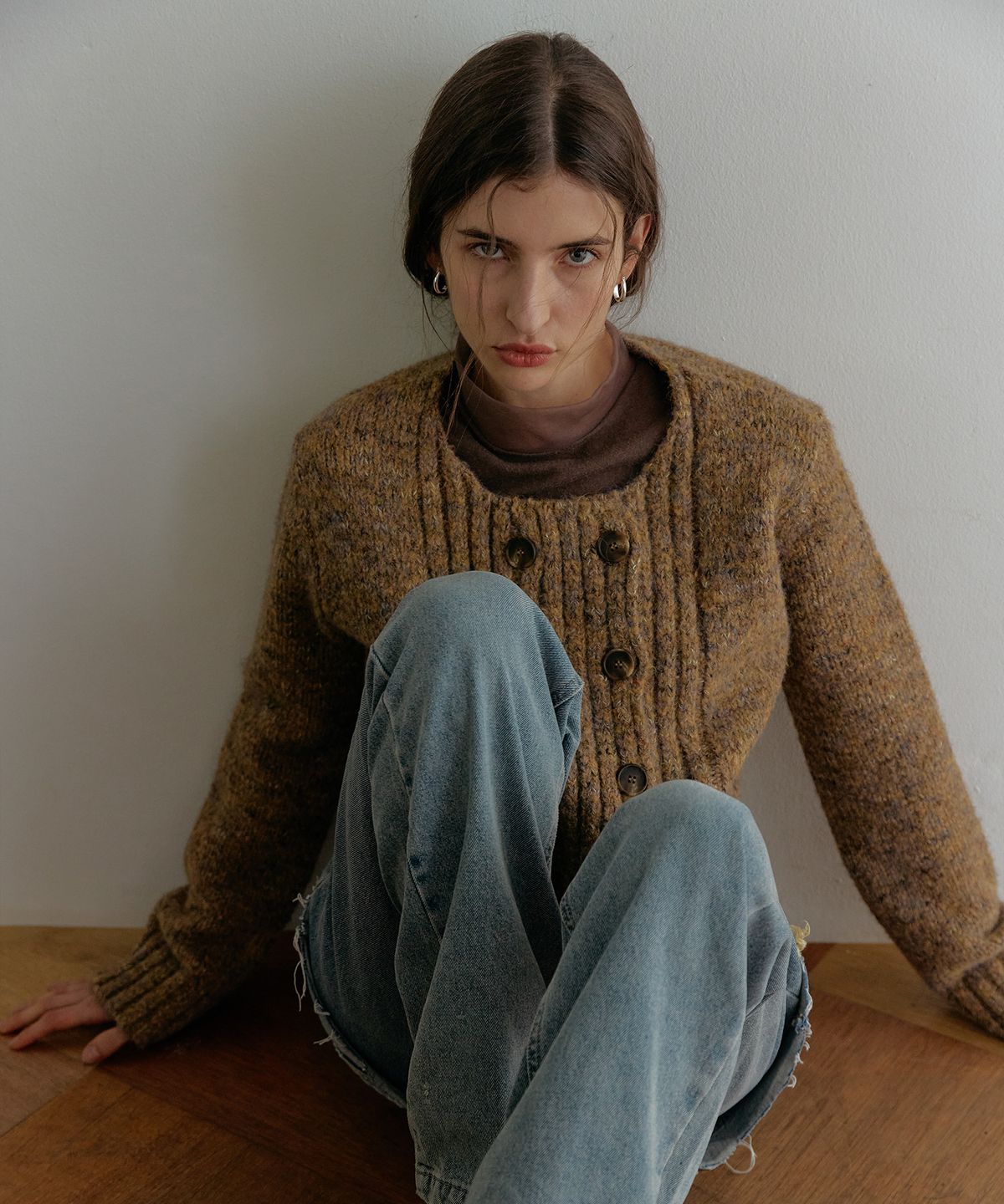 스르비(SELEVER) Marl Double Cardigan_3 Color