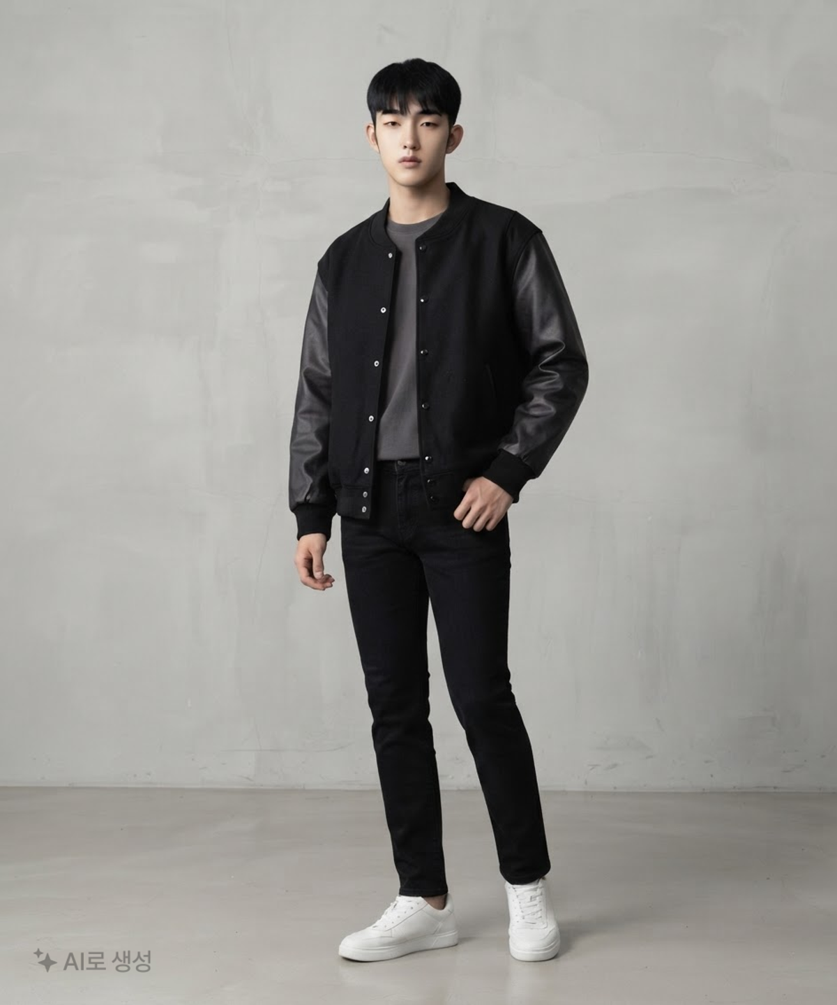 프리즘웍스(FRIZMWORKS) WOOL STADIUM JACKET _  BLACK XL