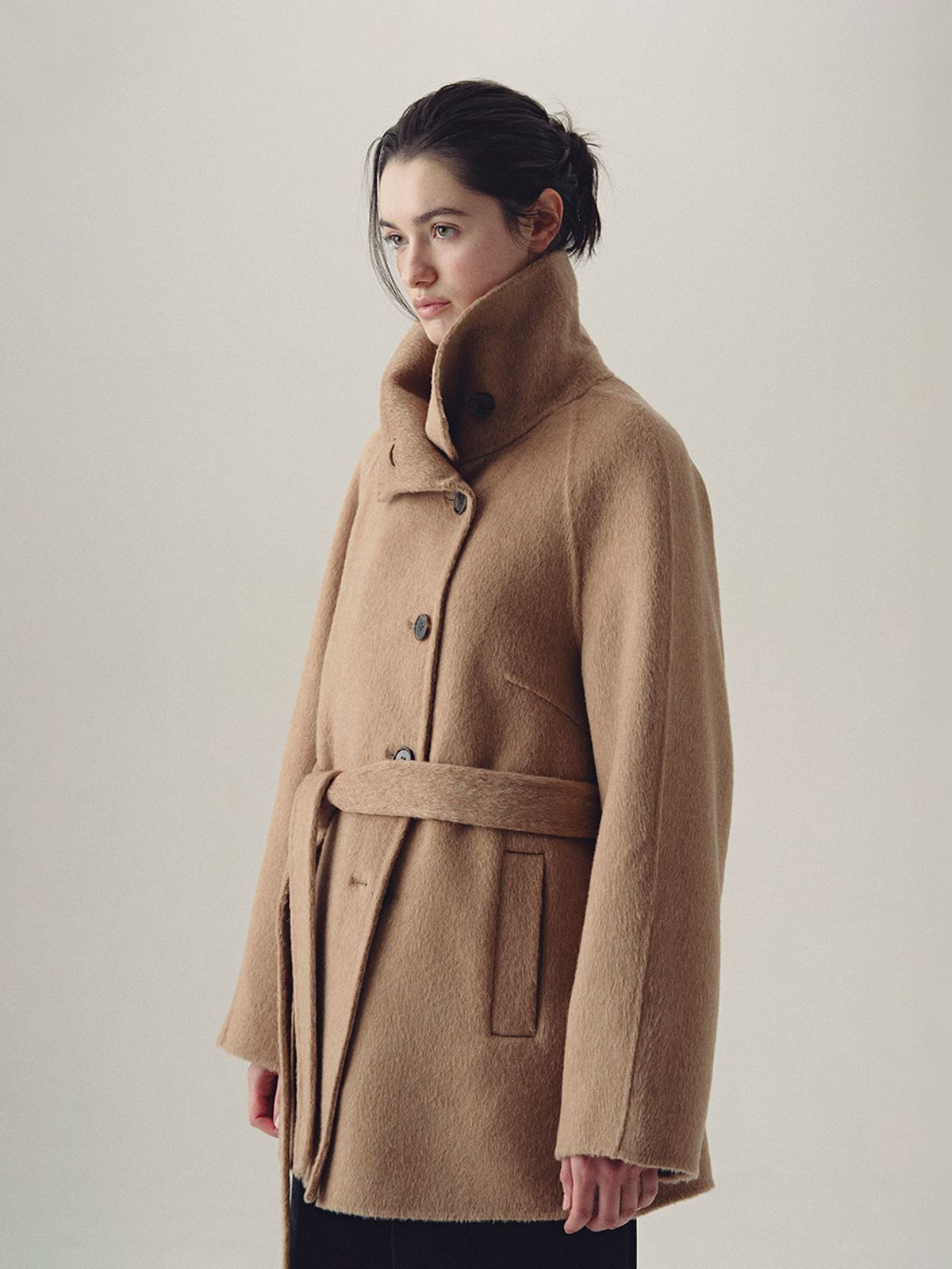 헌치(HUNCH) Wool Belted Half Coat (2color)
