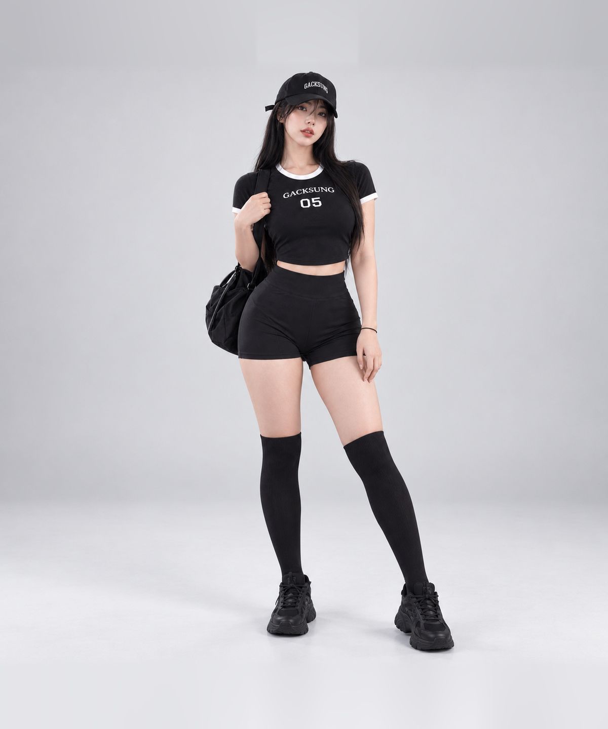 각성(GACKSUNG) 각성 우먼 크롭 반팔 티셔츠 짐웨어 U형 밑단 옆트임