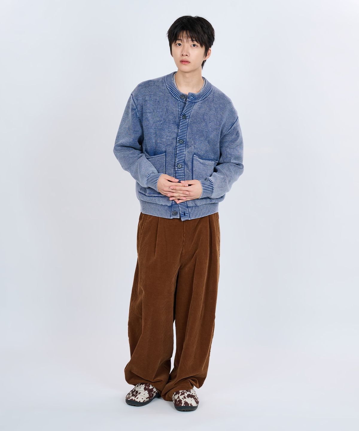 논타입(NONTYPE) VTG WASHED BUTTON CARDIGAN (BLUE)