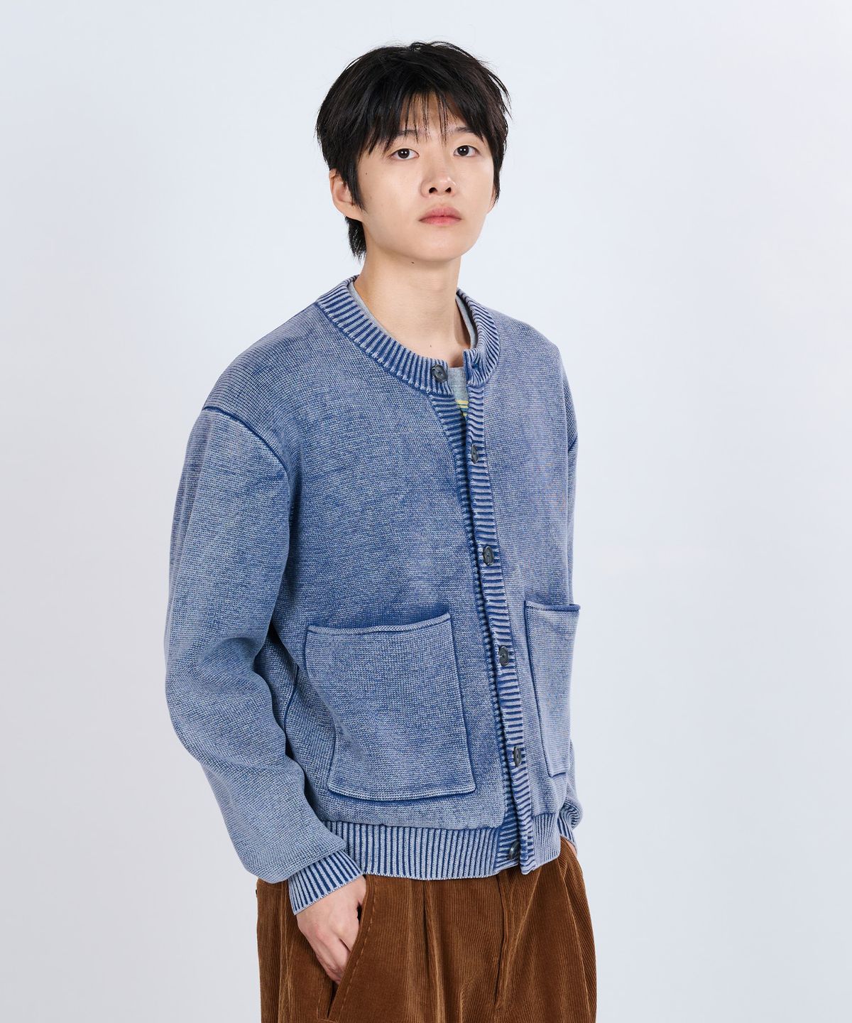 논타입(NONTYPE) VTG WASHED BUTTON CARDIGAN (BLUE)