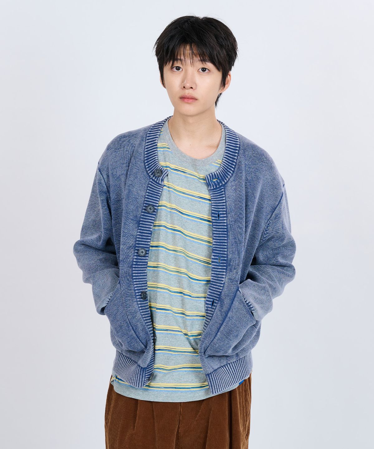 논타입(NONTYPE) VTG WASHED BUTTON CARDIGAN (BLUE)