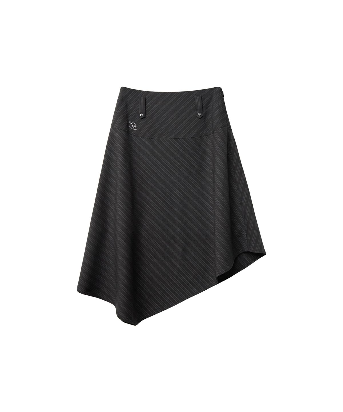 레더리(LEATHERY) 언발란스 미디 스커트 [CHARCOAL STRIPE]