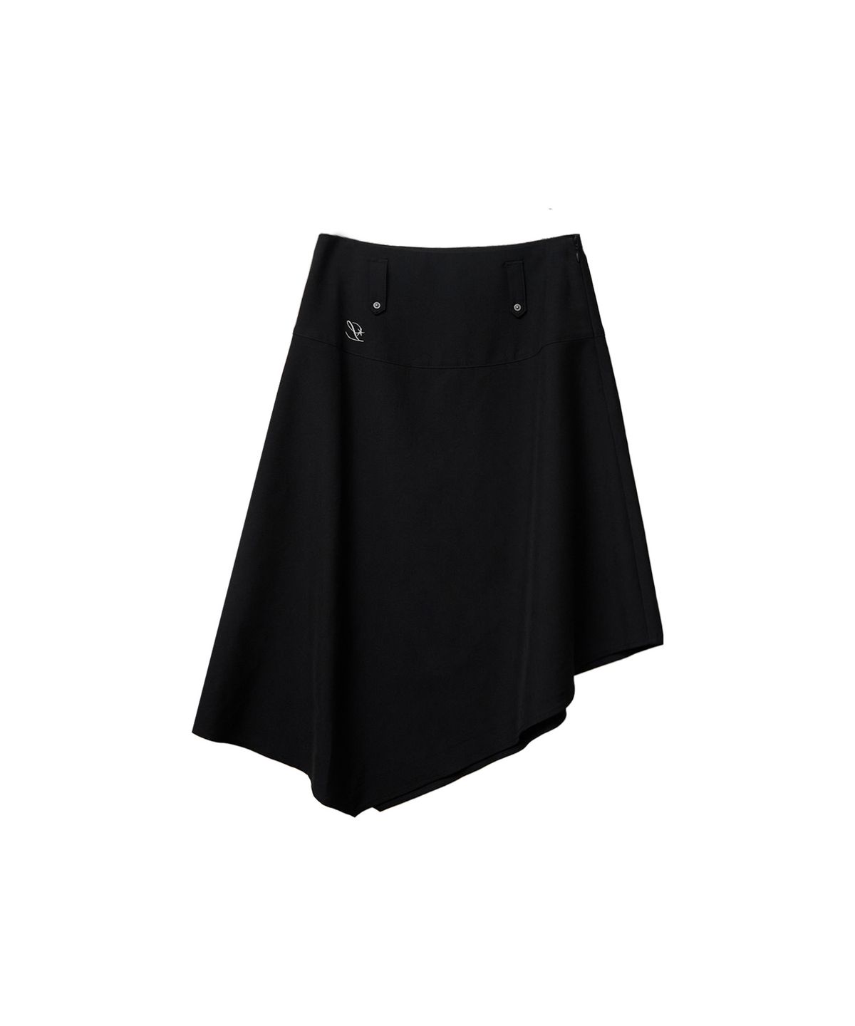 레더리(LEATHERY) 언발란스 미디 스커트 [BLACK]