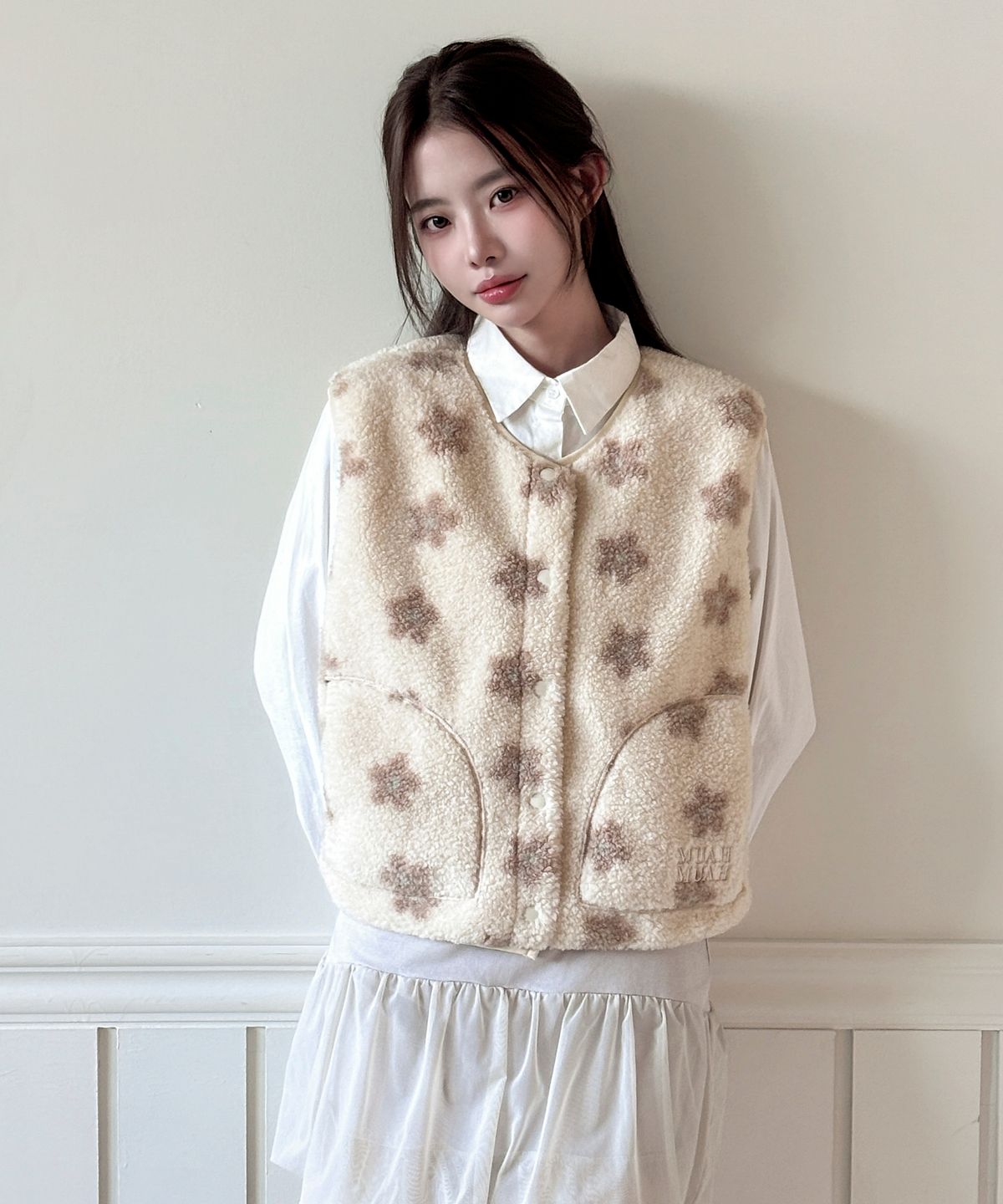 무아무아(MUAHMUAH) 플라워 테디 플리스 베스트 [아이보리]