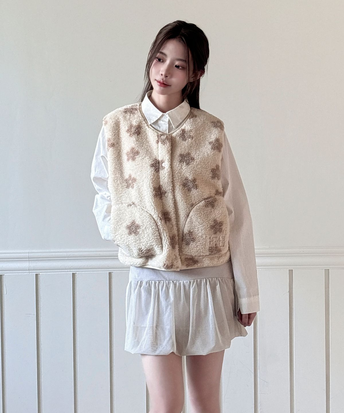 무아무아(MUAHMUAH) 플라워 테디 플리스 베스트 [아이보리]