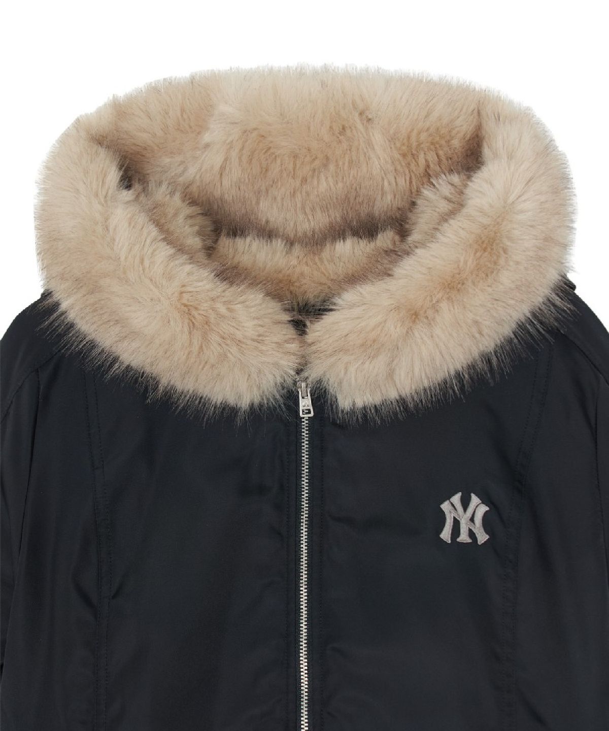 엠엘비(MLB) 여성 페이크 퍼 바시티자켓 NY (Black)