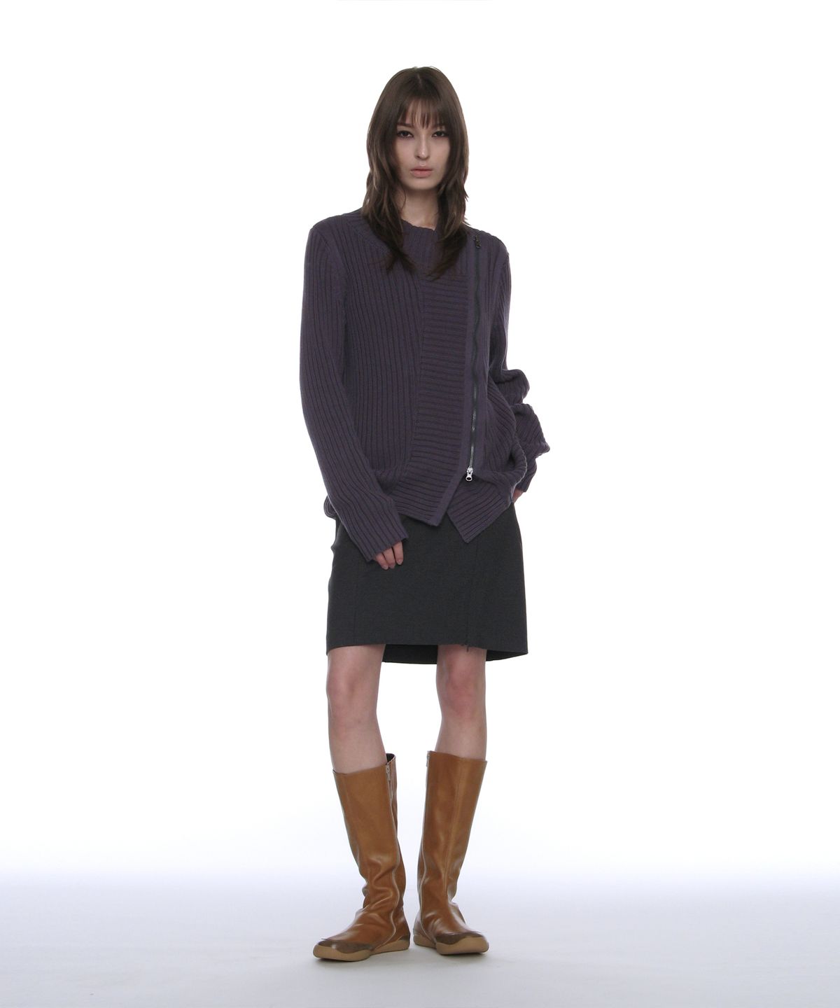 파르티멘토 우먼(PARTIMENTO WOMEN) 스포츠 레더 롱부츠_카멜