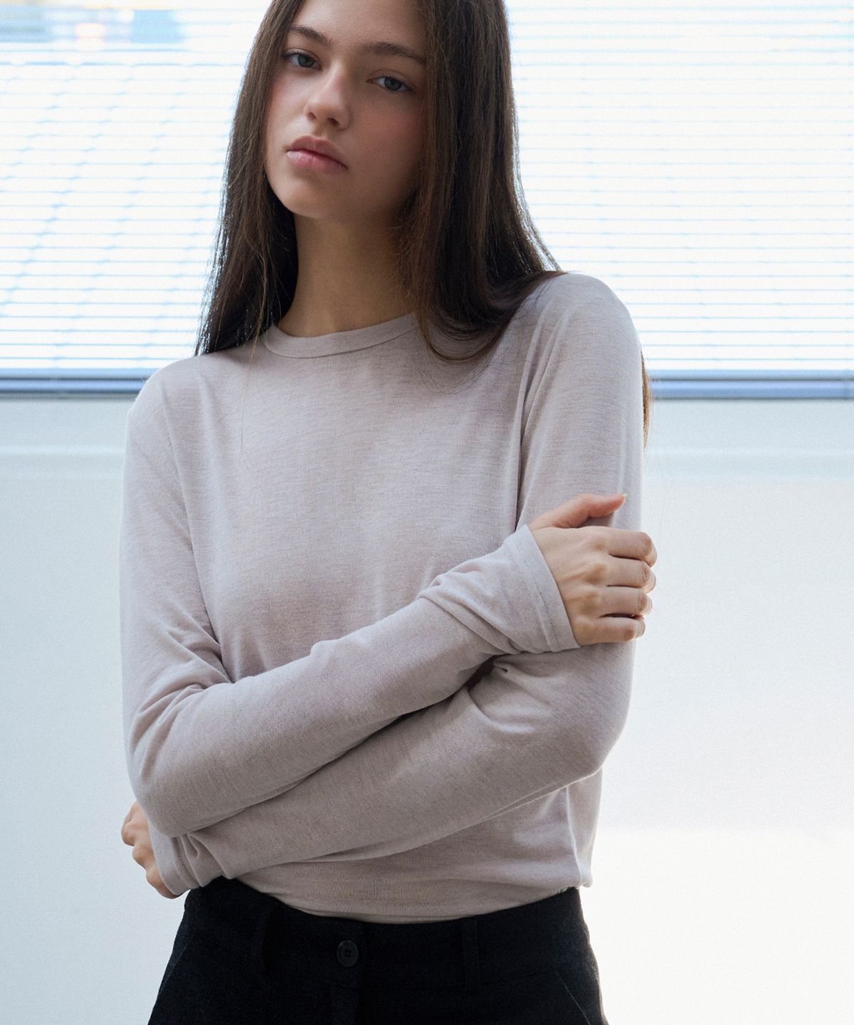 슬로우롤리(SLOWLOLLI) Tencel wool boat neck t-shirt_6 Colors