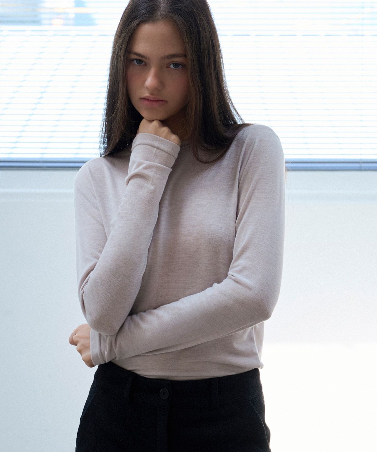슬로우롤리(SLOWLOLLI) Tencel wool boat neck t-shirt_6 Colors