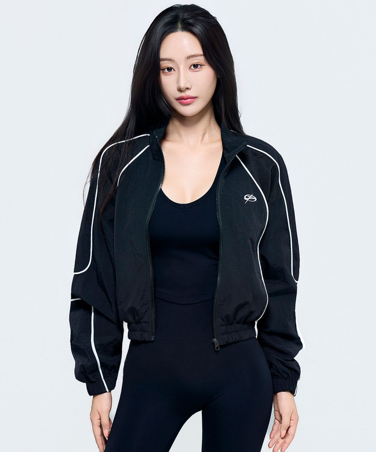 피지컬가먼츠(PHYSICAL GARMENTS) P5090 메쉬 배색 크롭 파이핑 바람막이 [2COLOR]