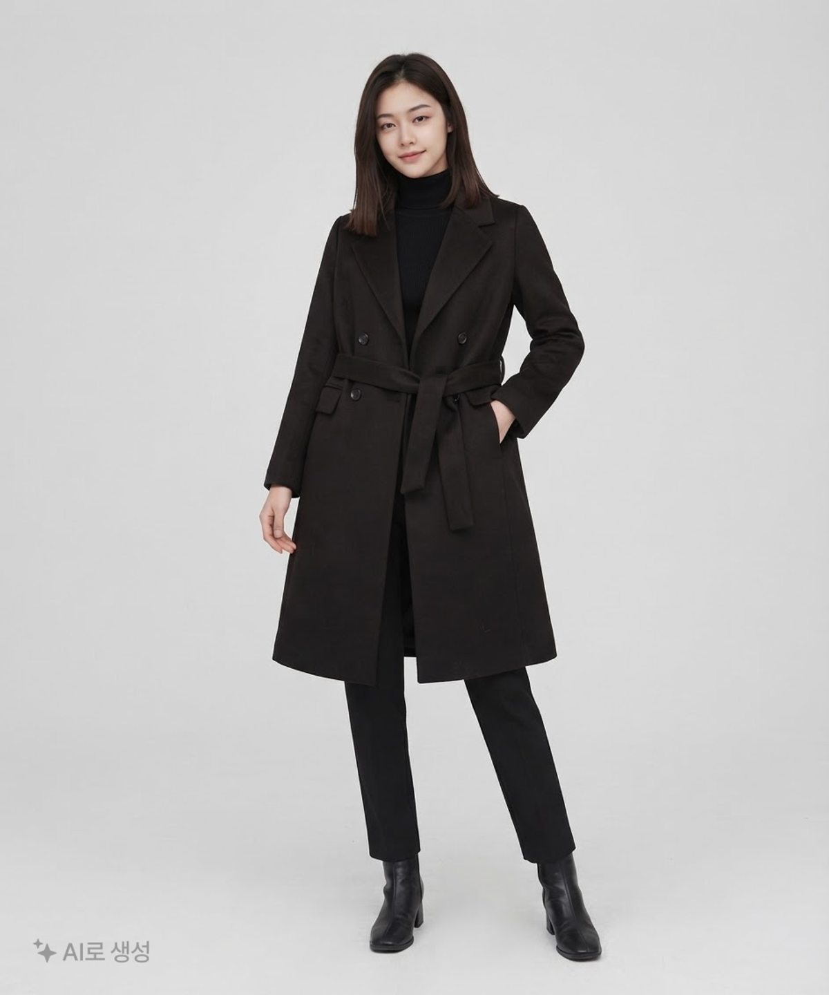 미쏘(MIXXO) 테일러드 더블 벨티드 롱코트 MIWJHBV93B M
