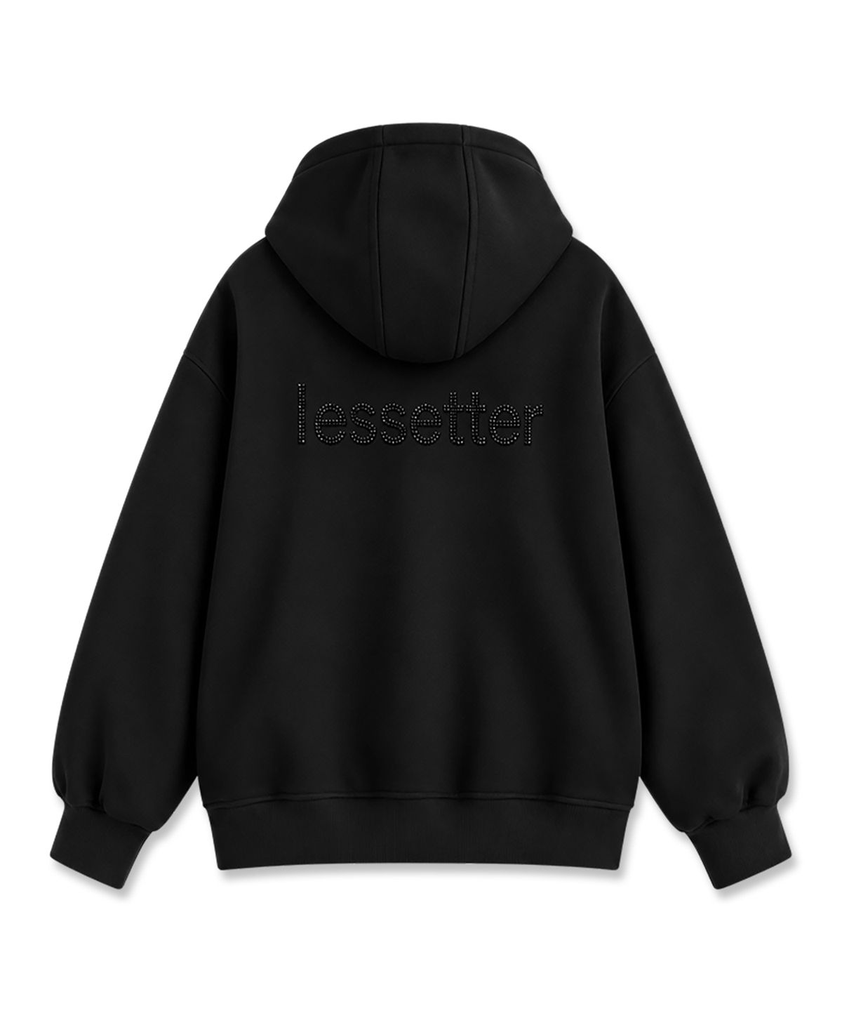 레세터(LESSETTER) 오버 사이즈 하이넥 후드 집업_BLACK