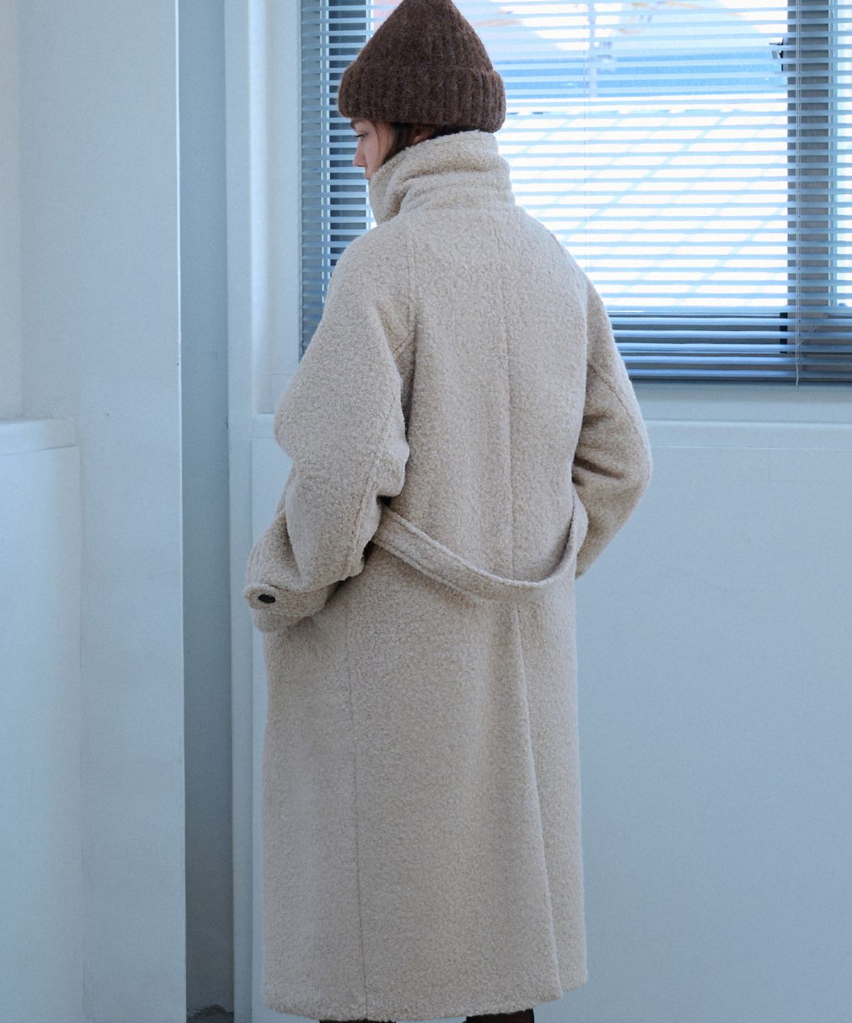 슬로우롤리(SLOWLOLLI) Boucle belted balmacan coat_2 Colors