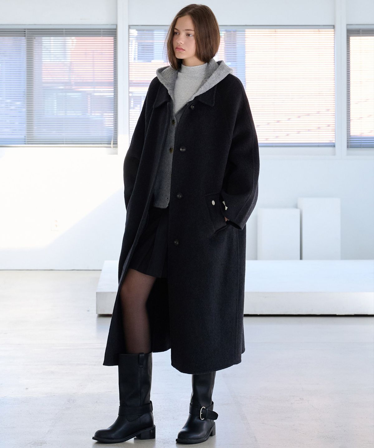 슬로우롤리(SLOWLOLLI) Single button handmade coat_2 Colors