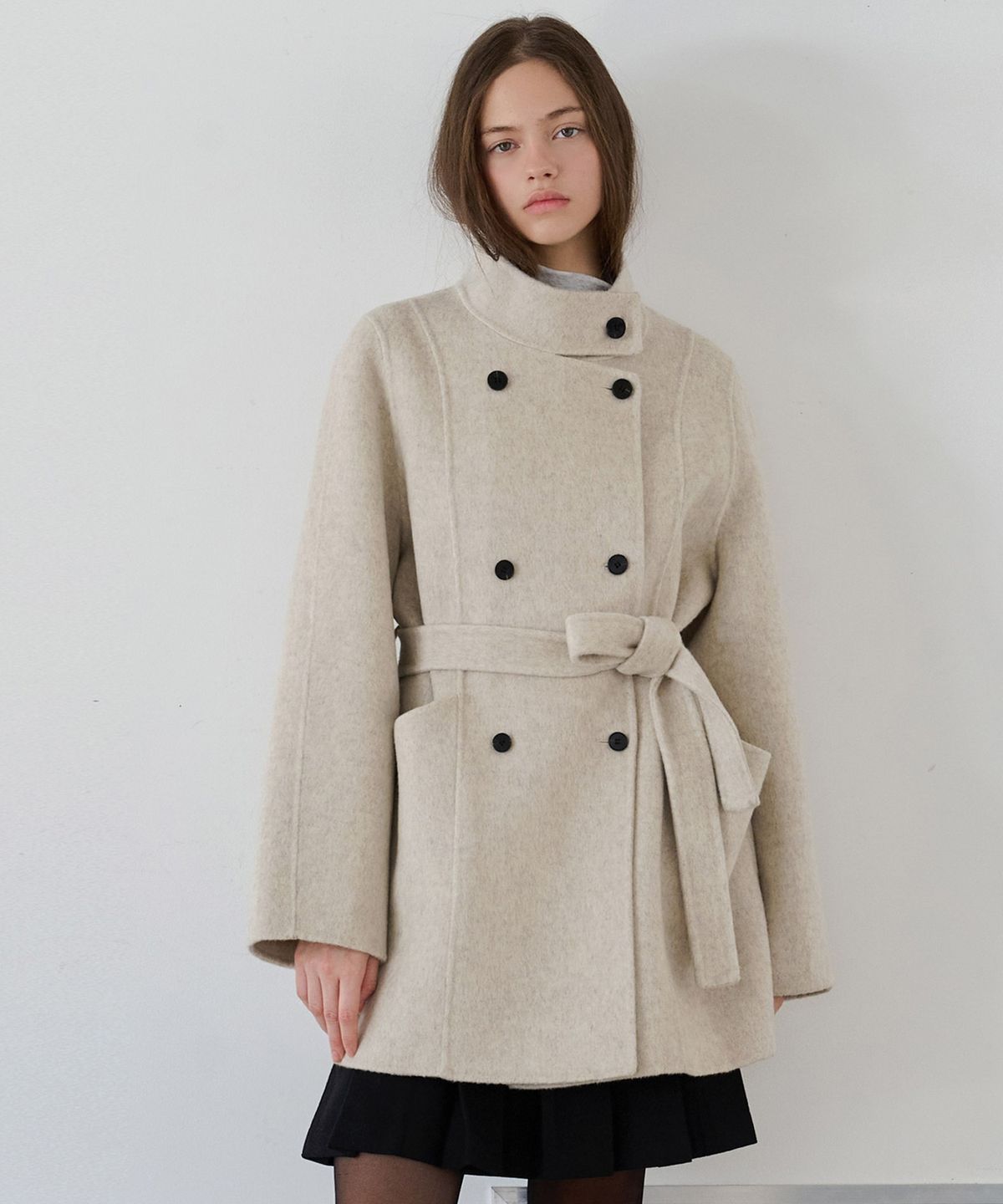 슬로우롤리(SLOWLOLLI) Ray high neck handmade coat_2 Colors