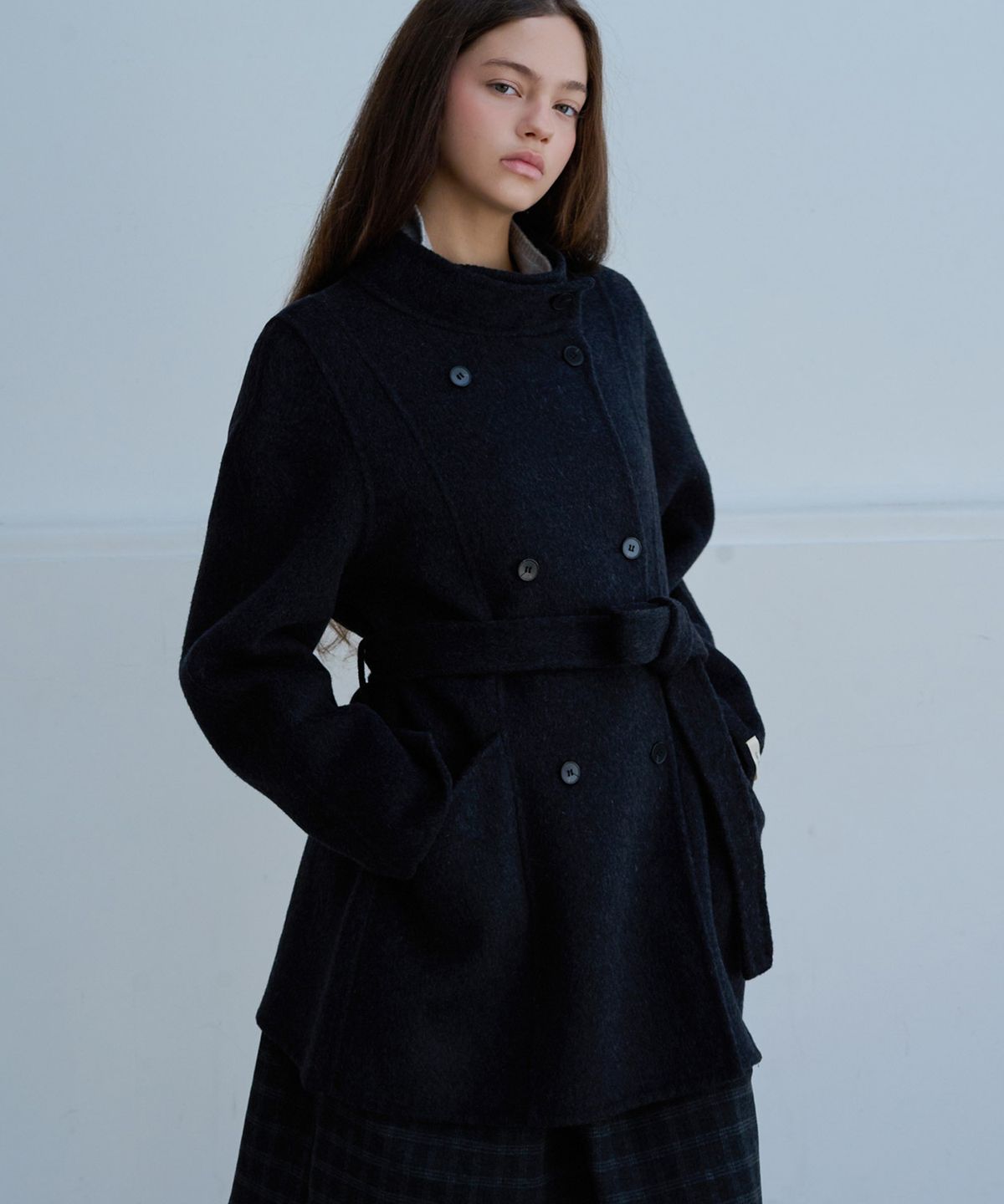 슬로우롤리(SLOWLOLLI) Ray high neck handmade coat_2 Colors