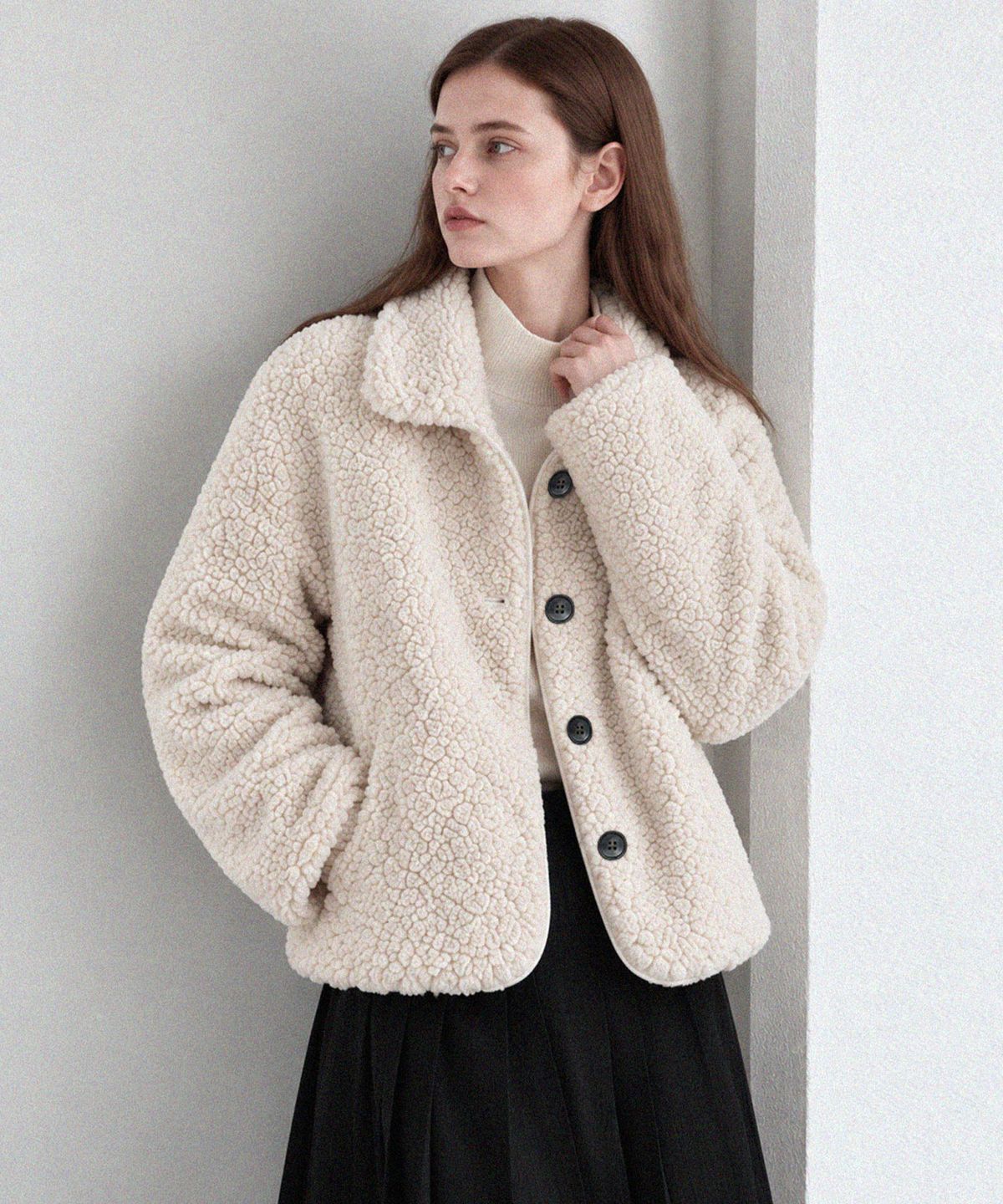 슬로우롤리(SLOWLOLLI) Soft boucle shearling coat_2 Colors