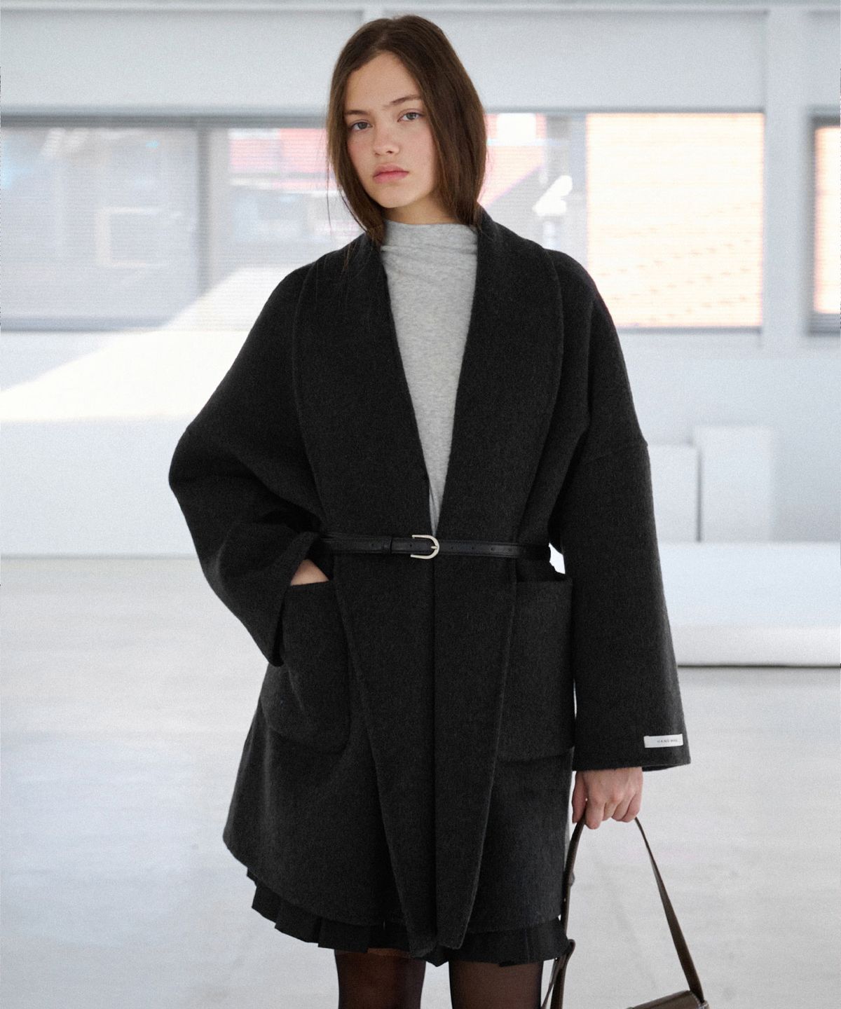 슬로우롤리(SLOWLOLLI) Minimal shawl handmade coat_2 Colors