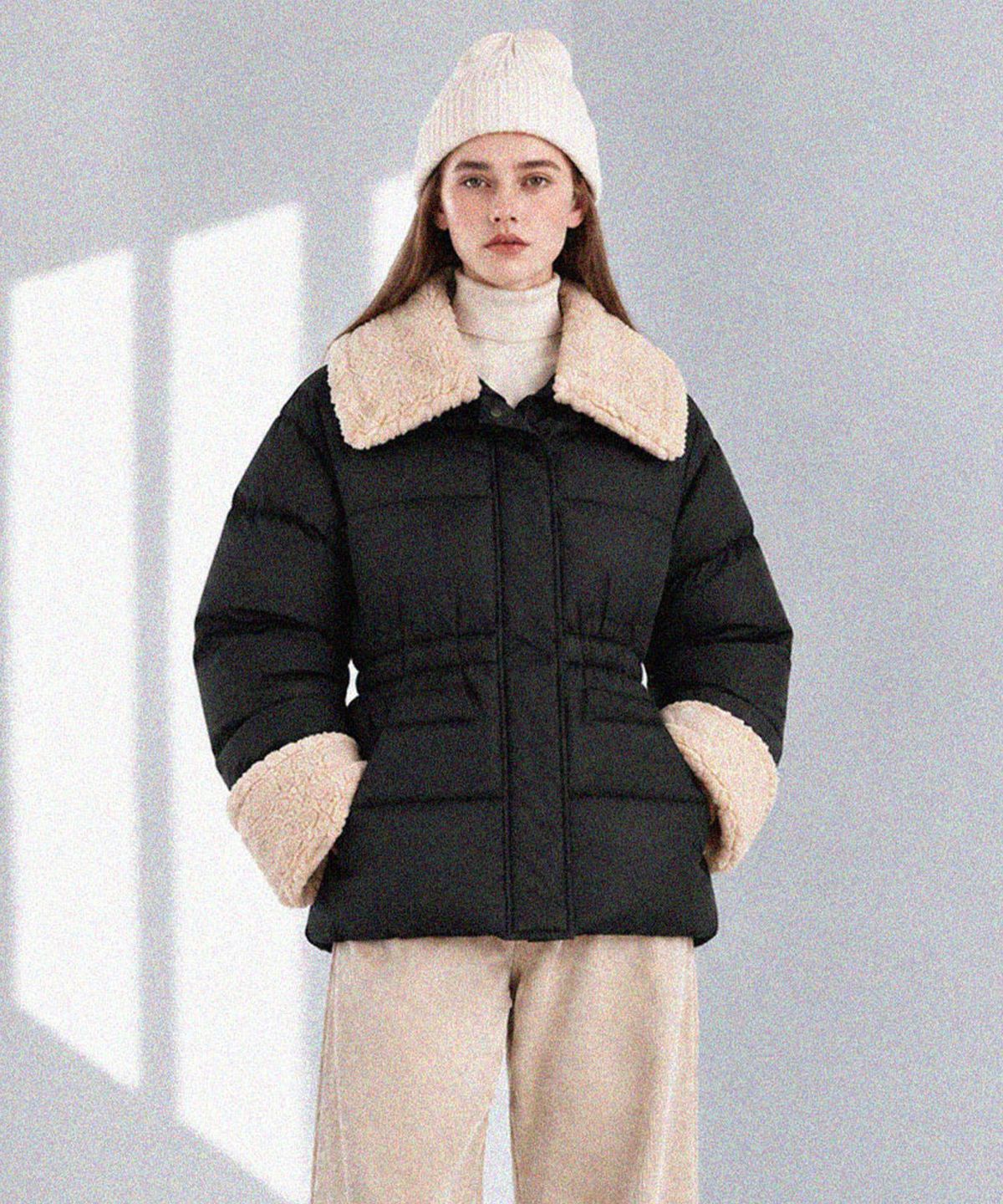 슬로우롤리(SLOWLOLLI) Cozy trim padding jumper_2 Colors