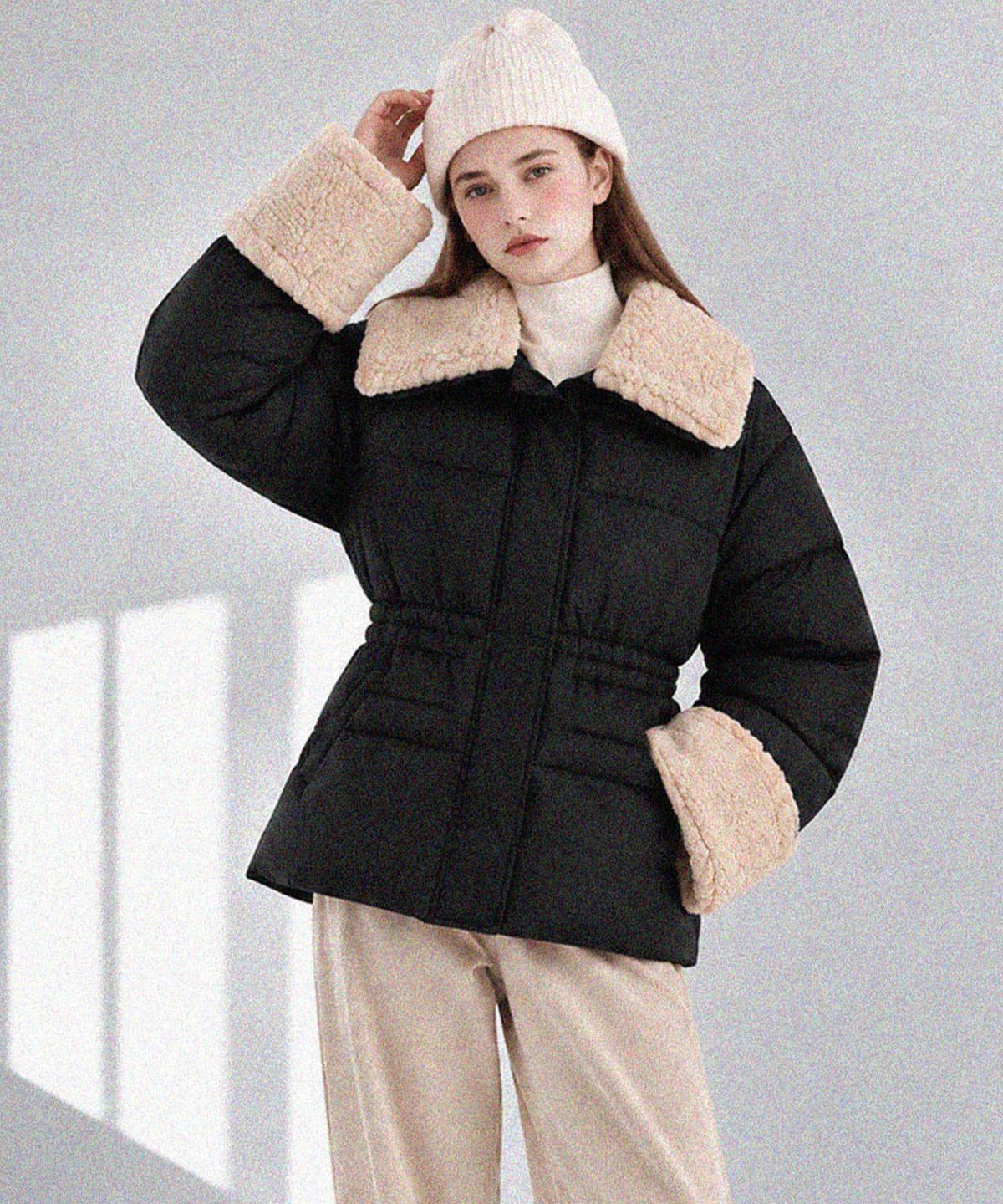 슬로우롤리(SLOWLOLLI) Cozy trim padding jumper_2 Colors