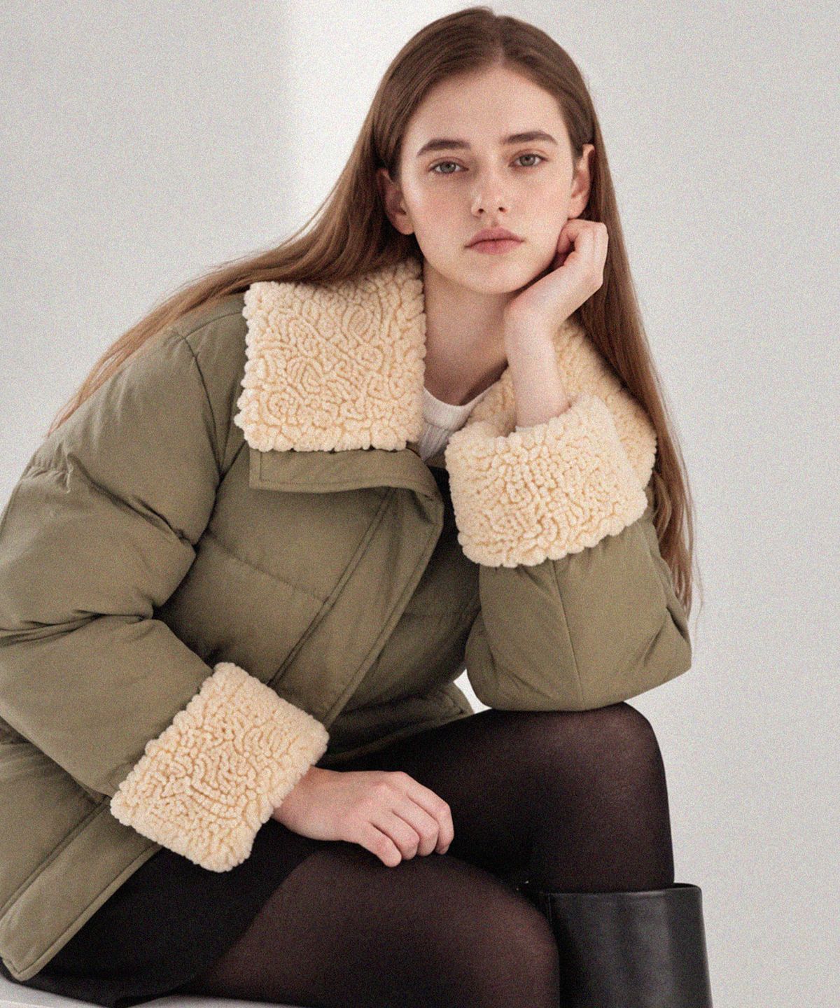 슬로우롤리(SLOWLOLLI) Cozy trim padding jumper_2 Colors