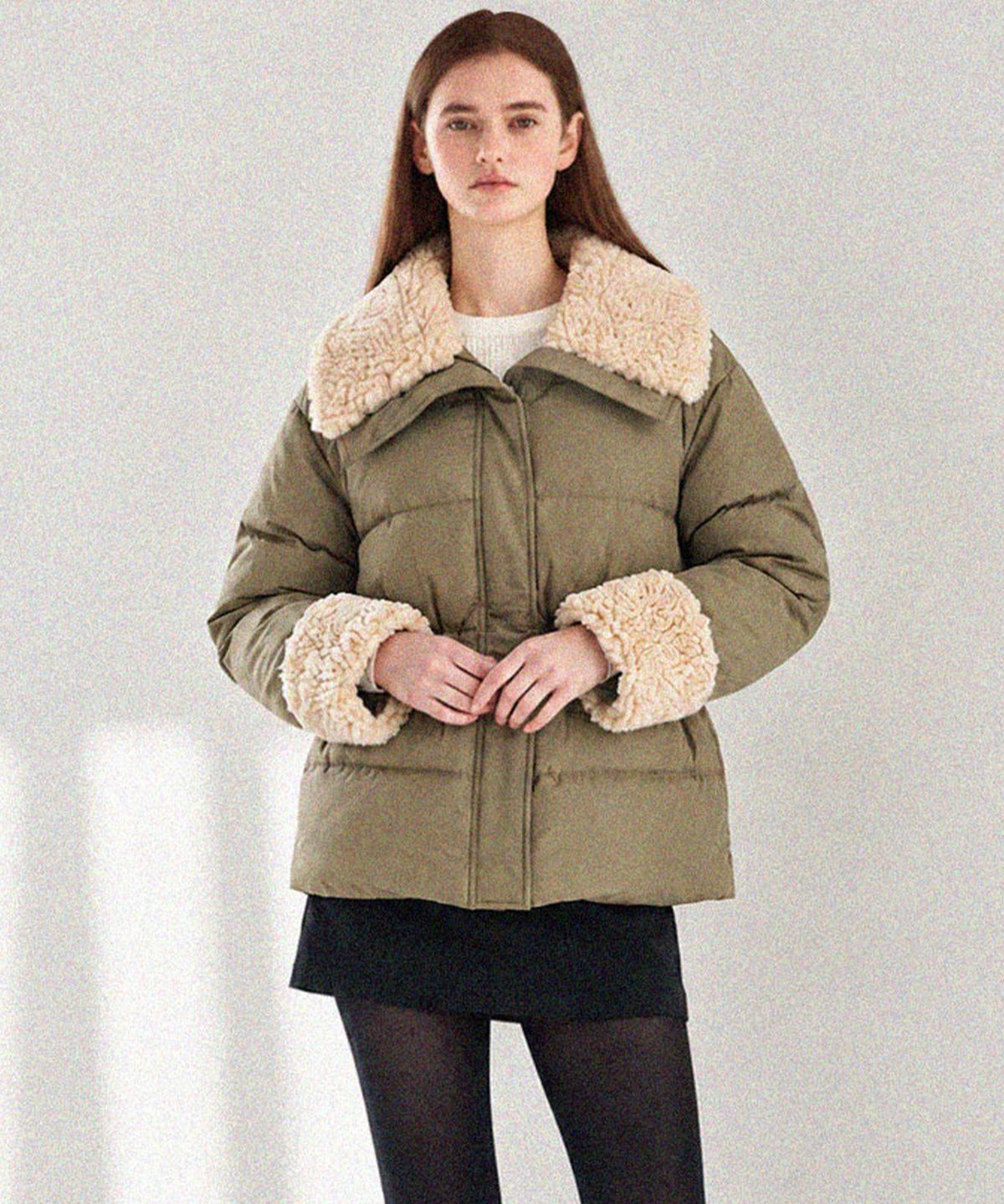 슬로우롤리(SLOWLOLLI) Cozy trim padding jumper_2 Colors