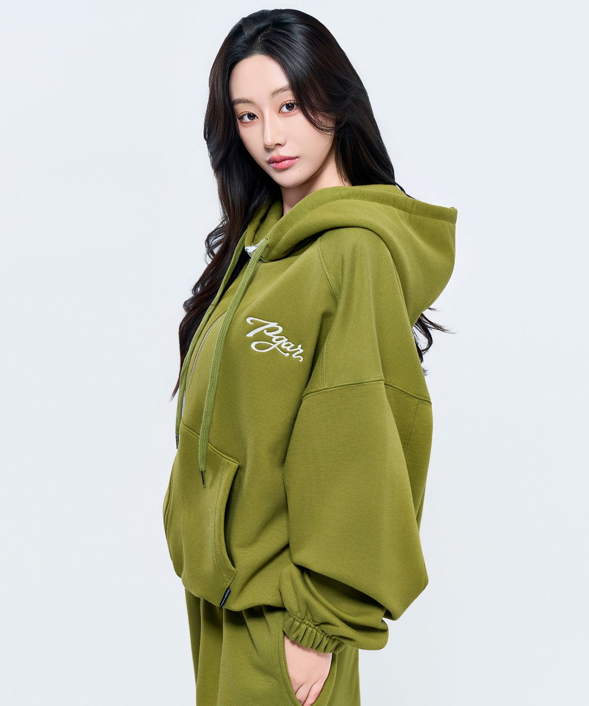 피지컬가먼츠(PHYSICAL GARMENTS) P2655 피가 체인 크롭 오버핏 후드집업 [3COLOR]