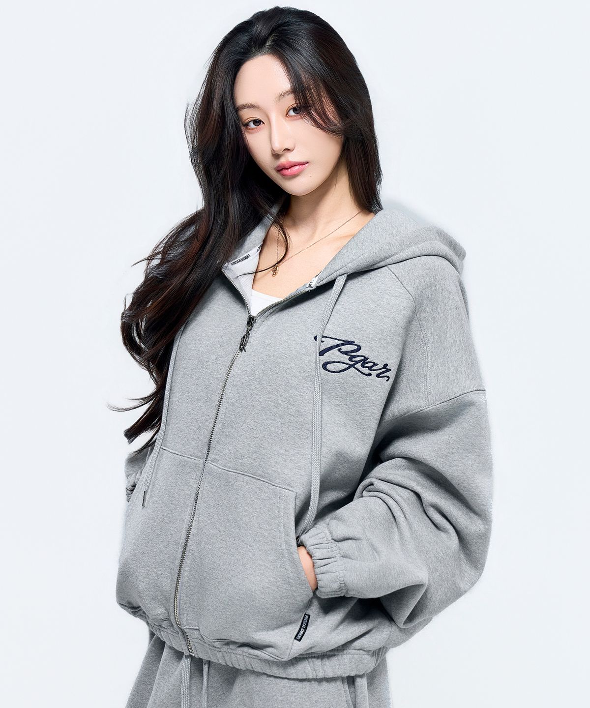 피지컬가먼츠(PHYSICAL GARMENTS) P2655 피가 체인 크롭 오버핏 후드집업 [3COLOR]