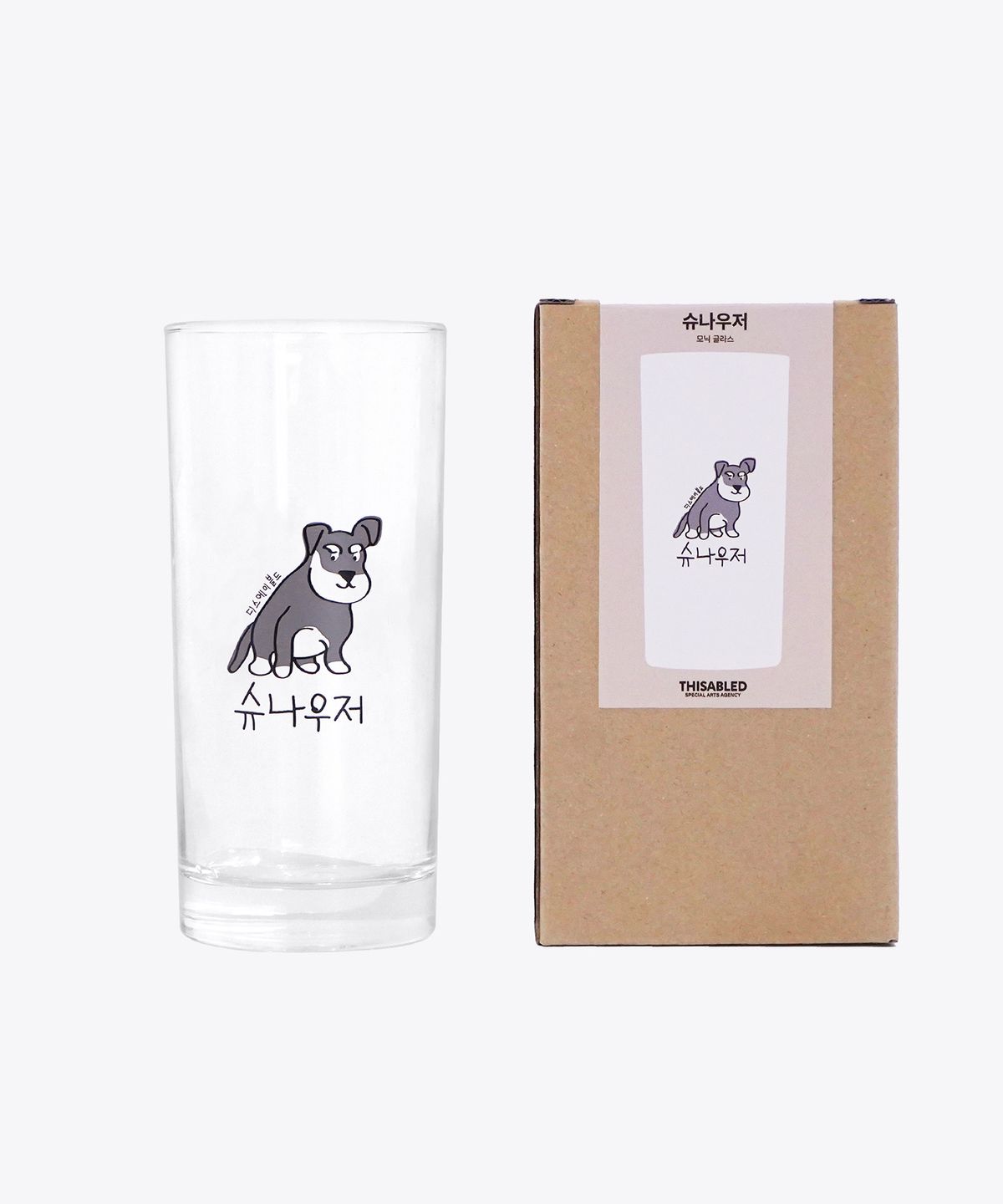 디스에이블드(THISABLED) 슈나우저 유리컵 홈카페 투명 글라스 일러스트 아트굿즈