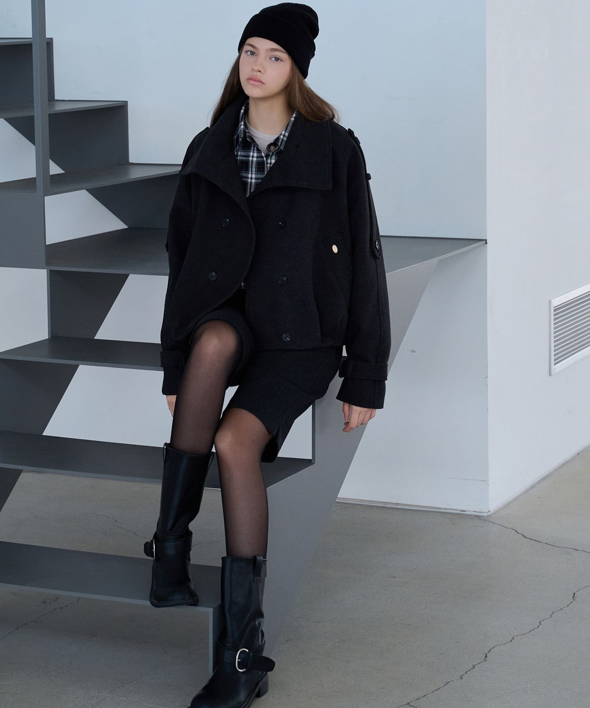 슬로우롤리(SLOWLOLLI) [누빔ver.] High neck wool blouson_2 Colors
