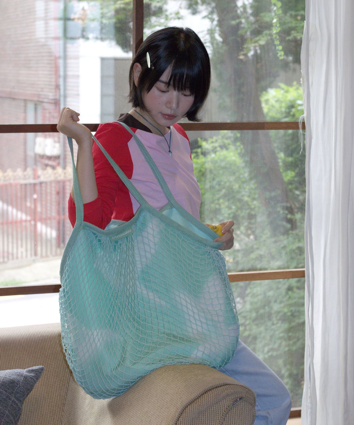 이우가마카라스(IUGAMAKARAS) Wavy Layered Net Bag (Mint)