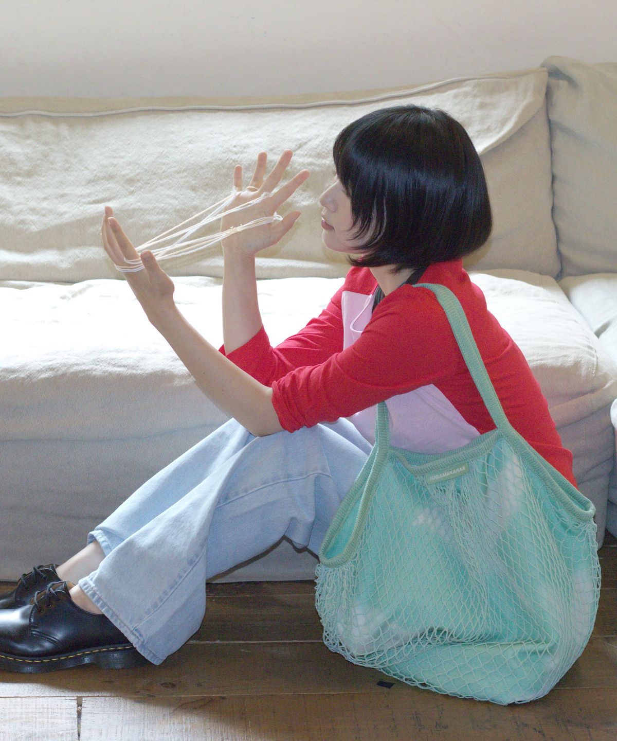 이우가마카라스(IUGAMAKARAS) Wavy Layered Net Bag (Mint)