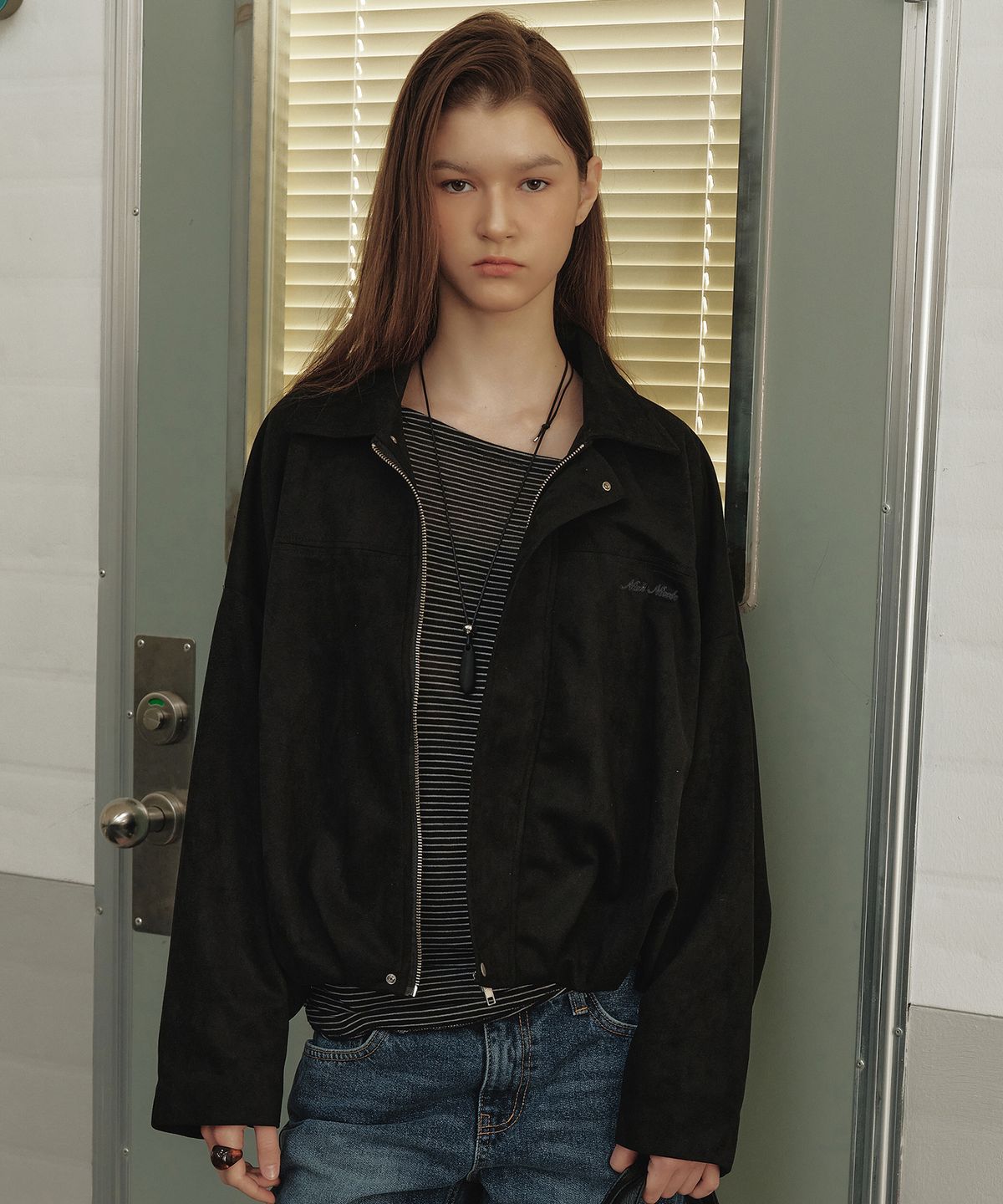 닉앤니콜(NICK&NICOLE) SUEDE ZIP BLOUSON JACKET_BLACK