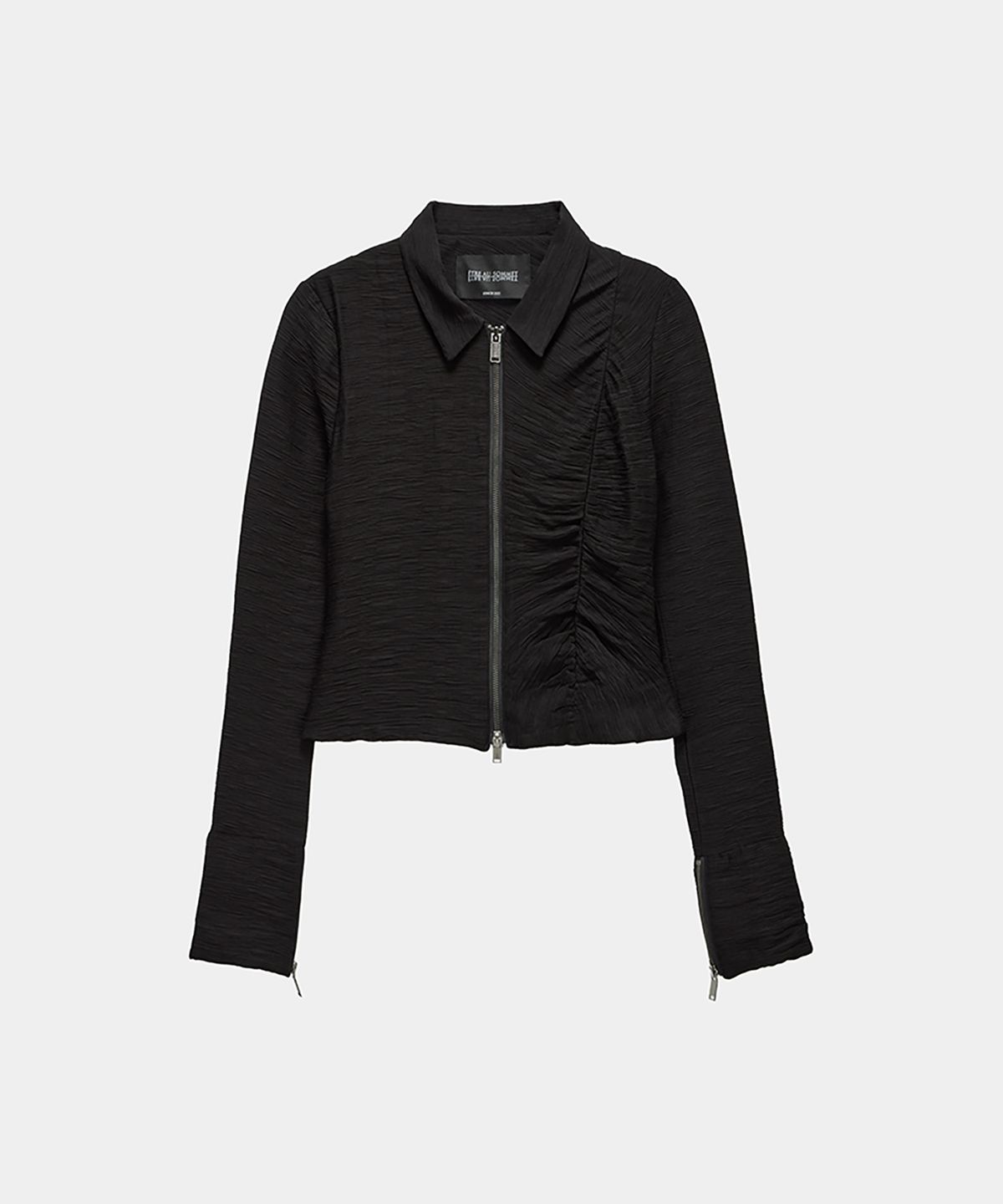 에트오소메(ETRE AU SOMMET) Side Shirring Zip-Up (Black)