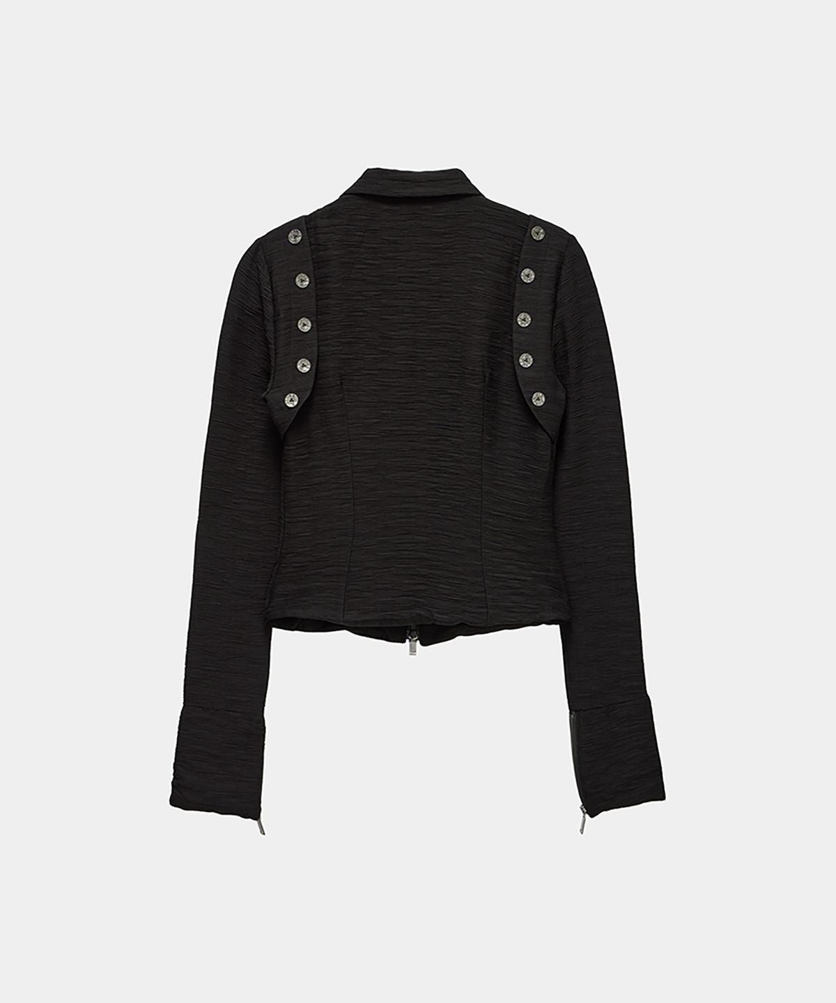 에트오소메(ETRE AU SOMMET) Side Shirring Zip-Up (Black)