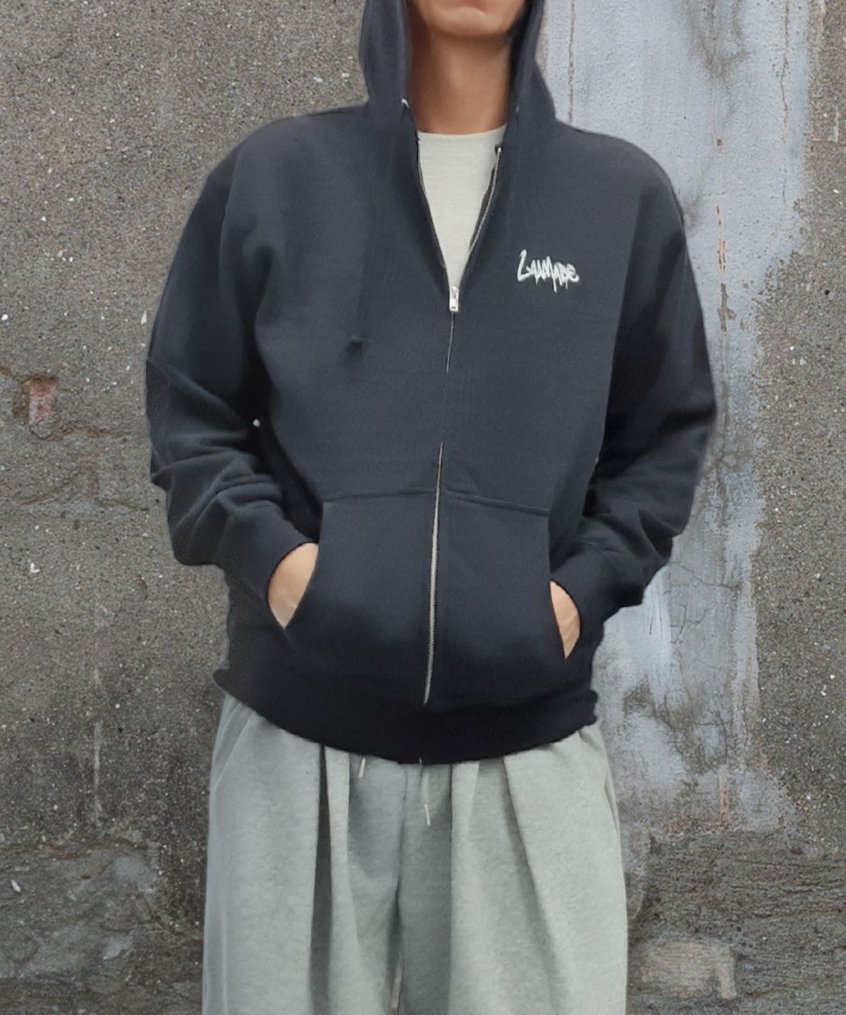 루마베(LUMABE) 오리지널 크라운 백 그래피티 후드집업