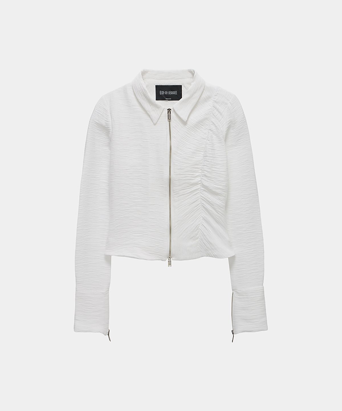에트오소메(ETRE AU SOMMET) Side Shirring Zip-Up (White)