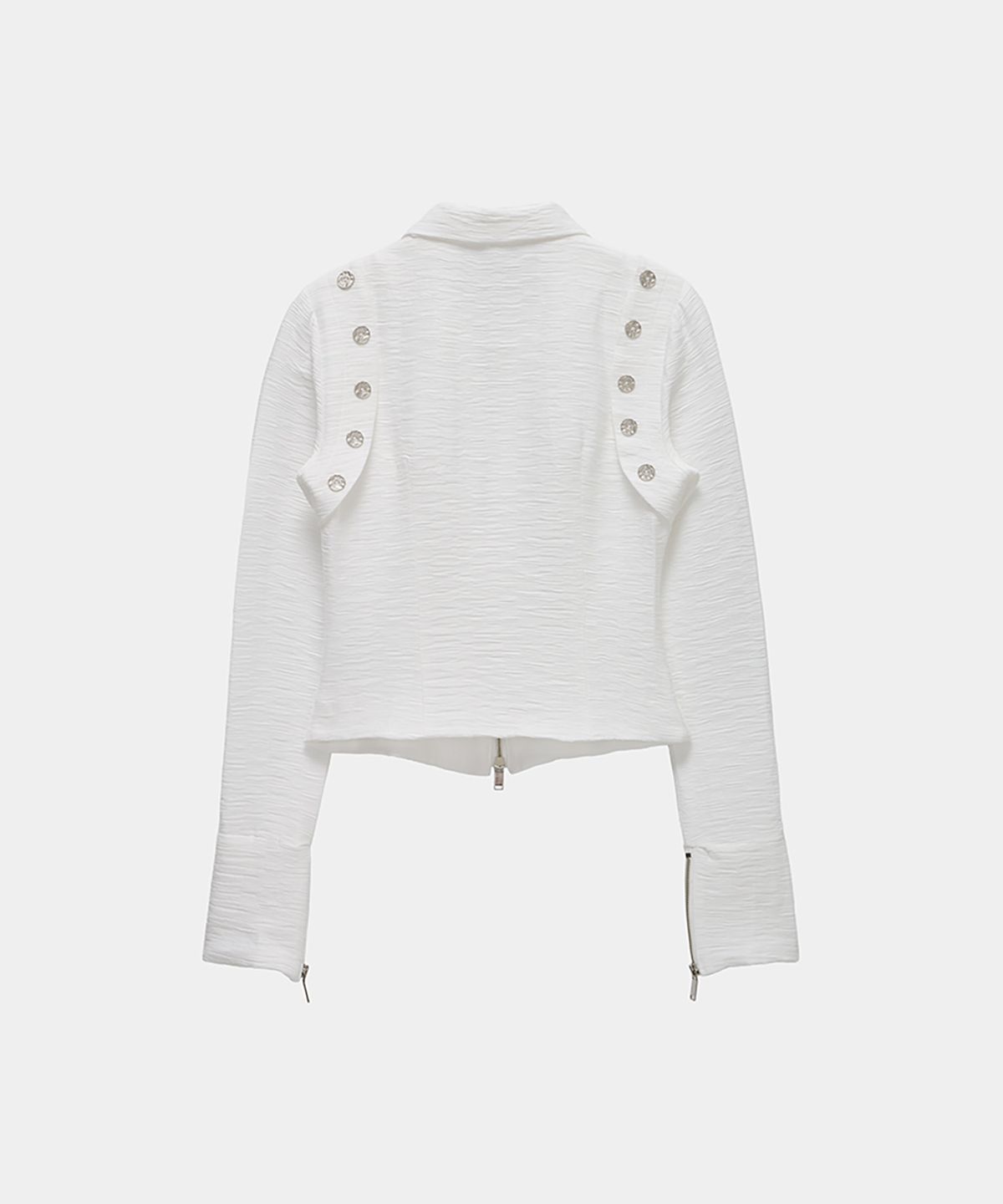 에트오소메(ETRE AU SOMMET) Side Shirring Zip-Up (White)