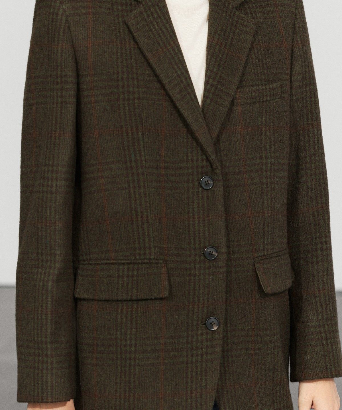 마시모두띠(MASSIMO DUTTI) 체크 울 혼방 블레이저