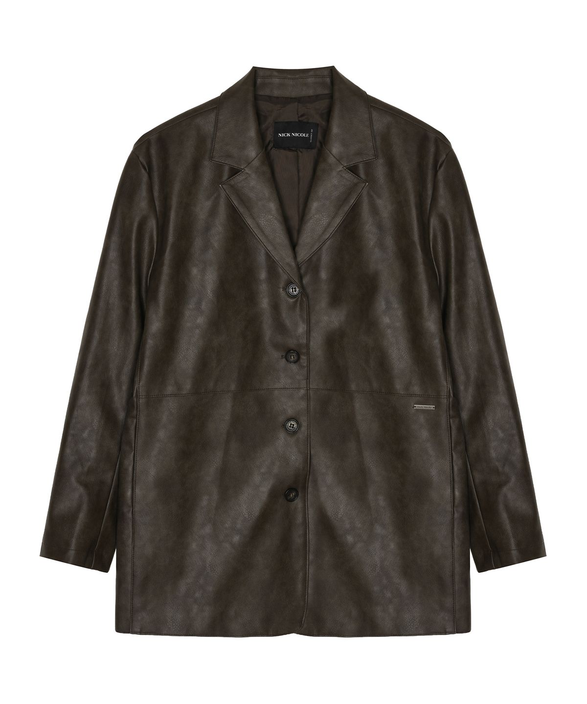 닉앤니콜(NICK&NICOLE) LEATHER HALF COAT_BROWN